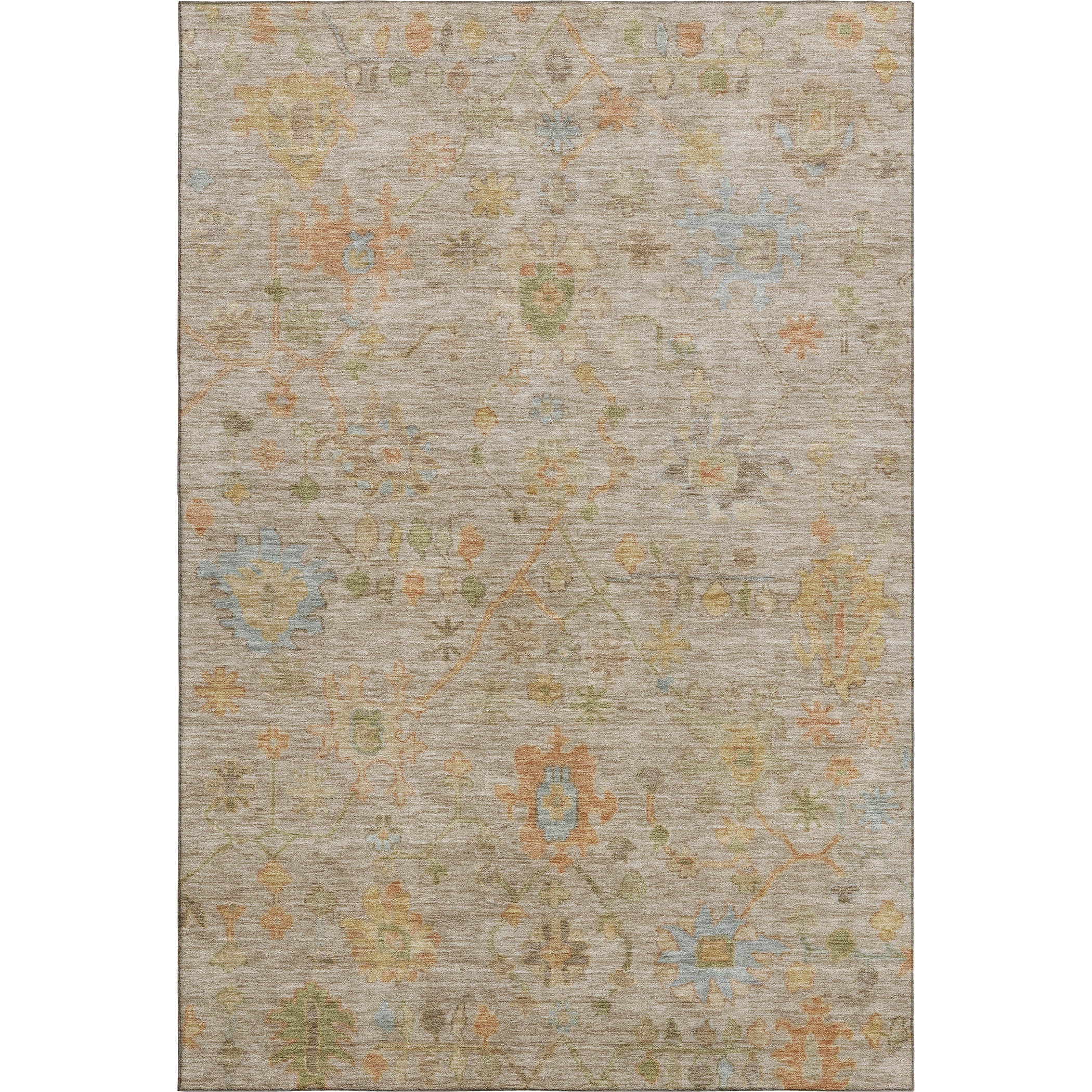 Bern Machine Washable Traditional Beige Brown Rug 2'6" x 3'10" #shape_Rectangle
