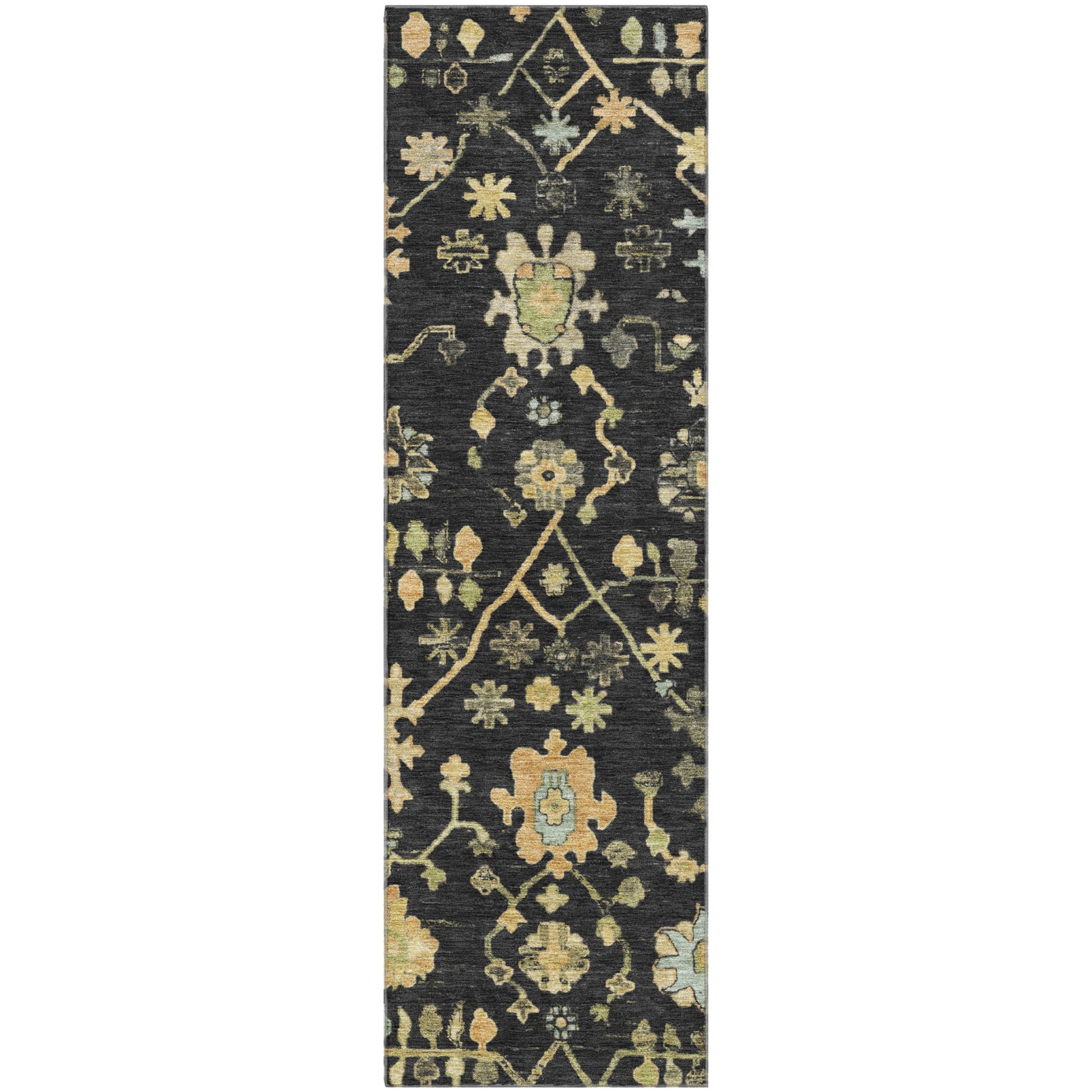 Bern Machine Washable Traditional Black Rug 2'3" x 7'6" #shape_Runner