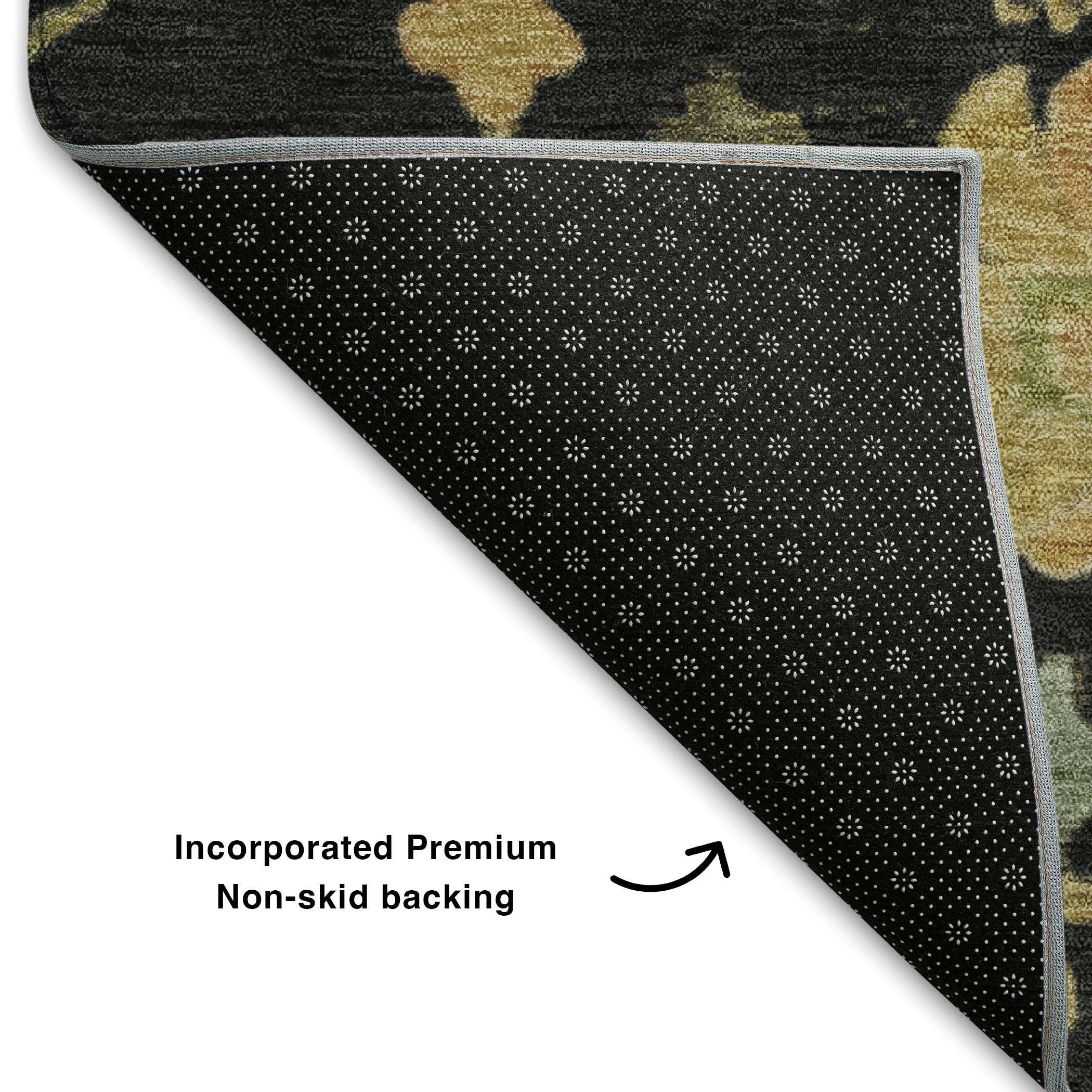 Bern Machine Washable Traditional Black Rug 1'8" x 2'6" #shape_Rectangle