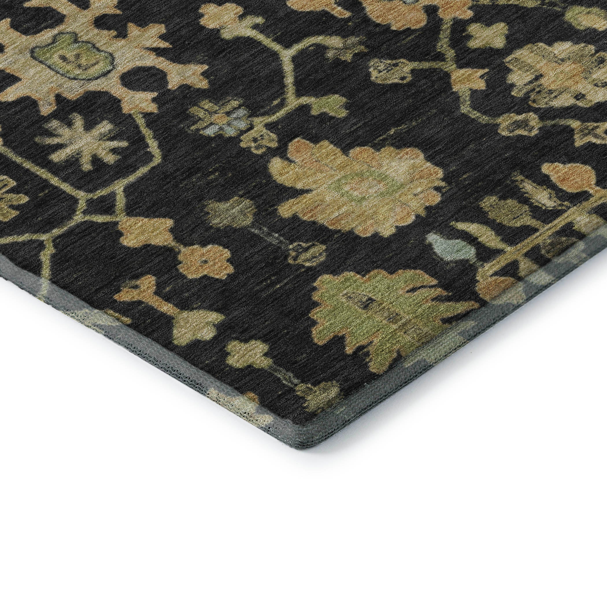 Bern Machine Washable Traditional Black Rug 1'8" x 2'6" #shape_Rectangle