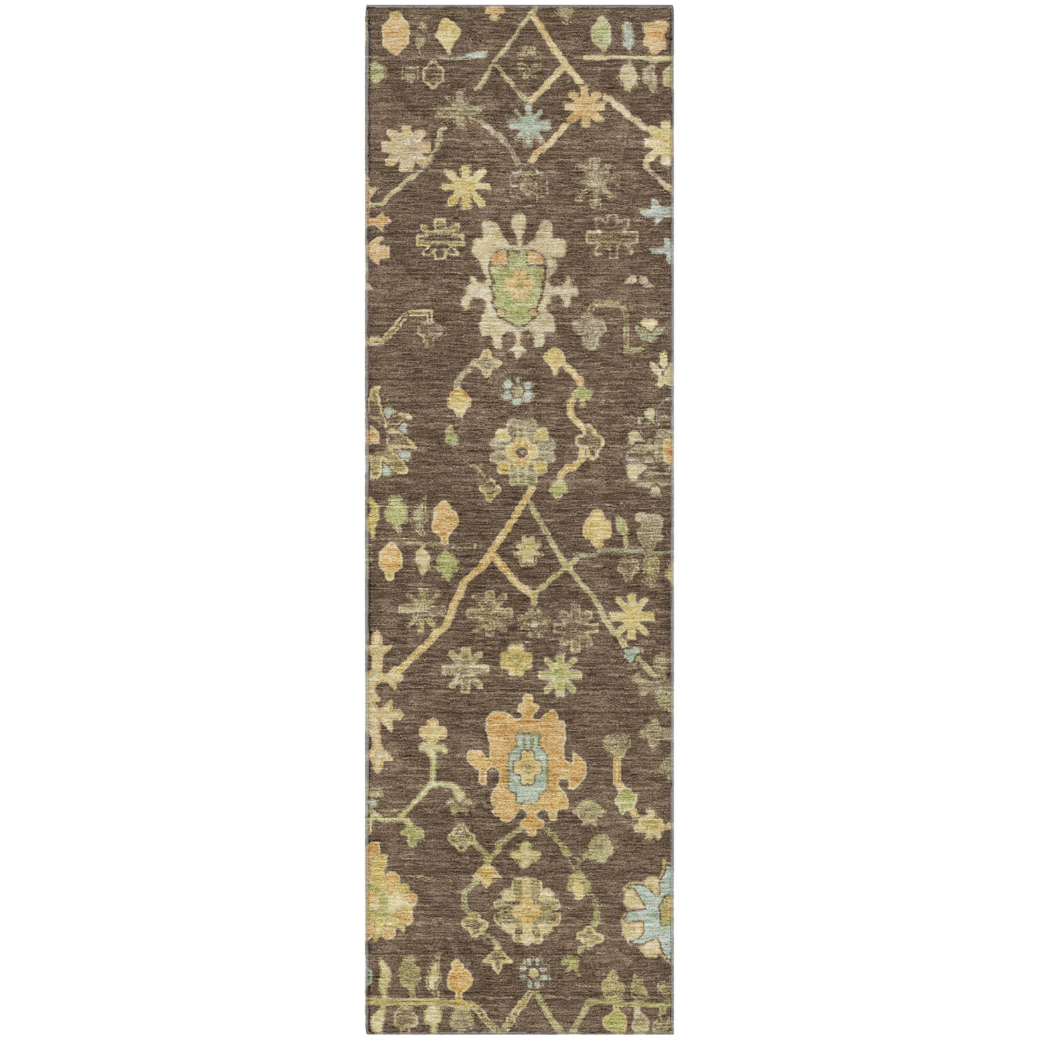 Bern Machine Washable Traditional Brown Rug 2'3" x 7'6" #shape_Runner