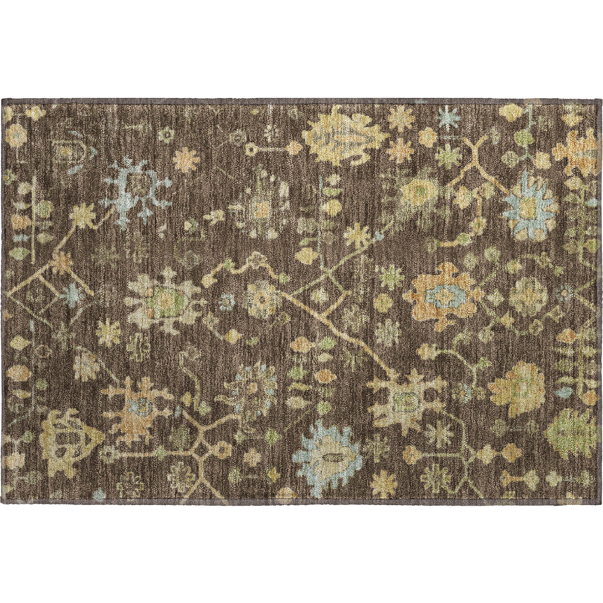 Bern Machine Washable Traditional Brown Rug 1'8" x 2'6" #shape_Rectangle