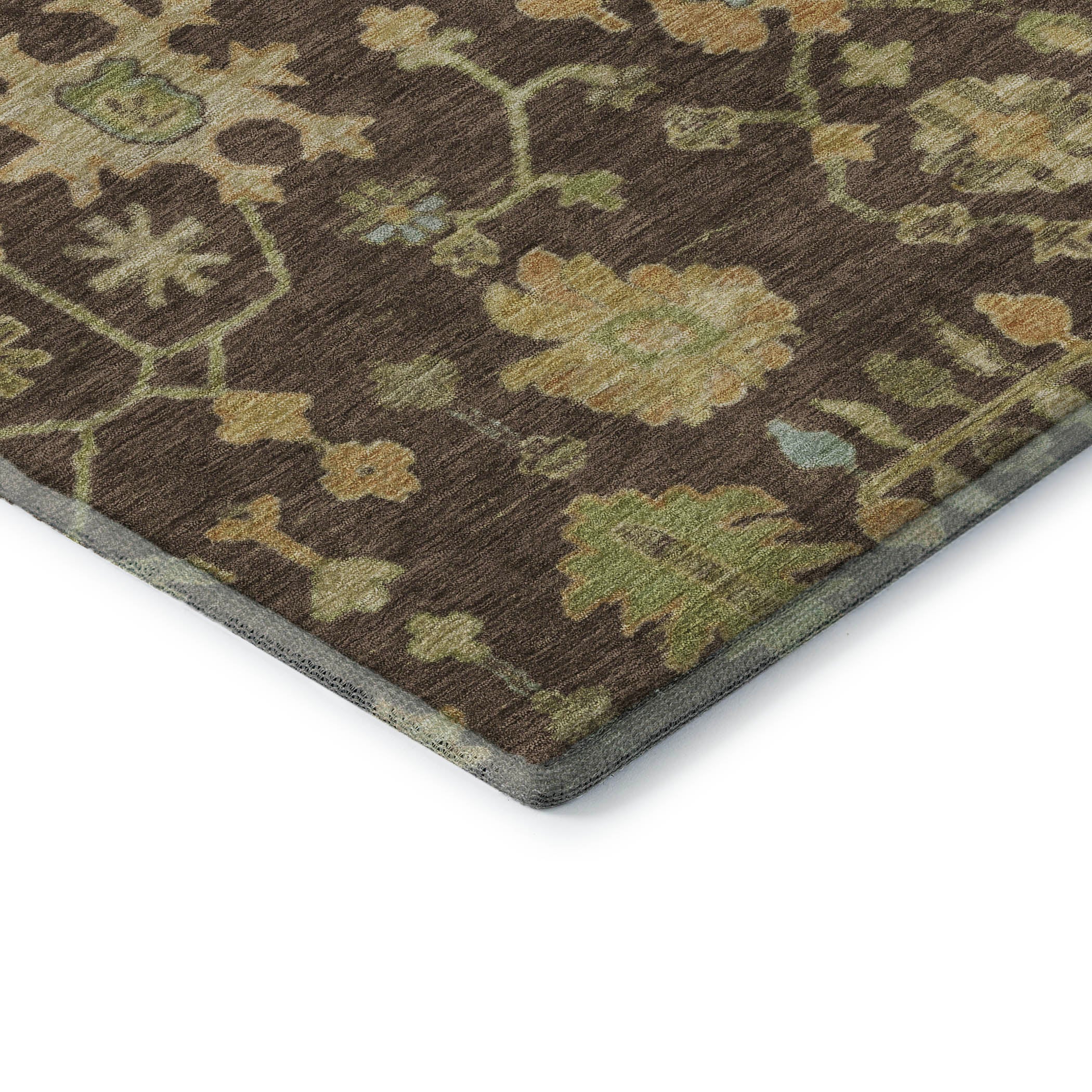 Bern Machine Washable Traditional Brown Rug 1'8" x 2'6" #shape_Rectangle