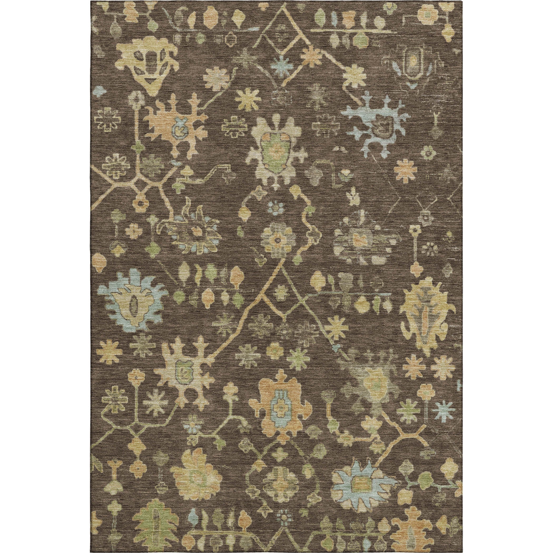 Bern Machine Washable Traditional Brown Rug 2'6" x 3'10" #shape_Rectangle