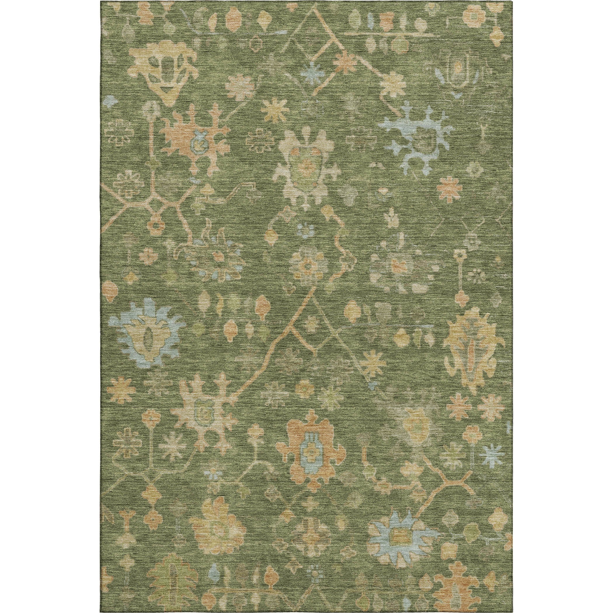 Bern Machine Washable Traditional Fern Green Rug 2'6" x 3'10" #shape_Rectangle