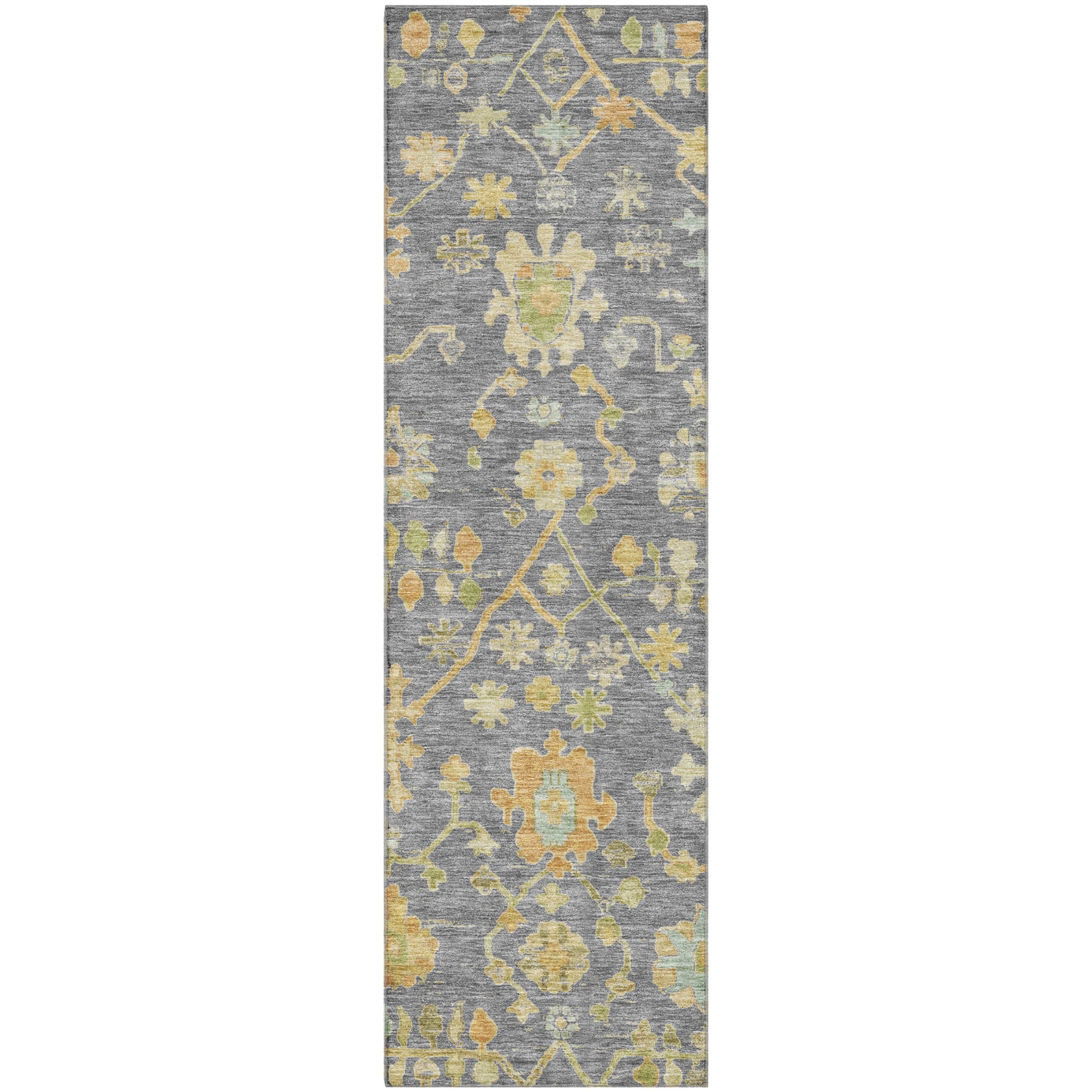 Bern Machine Washable Traditional Gray Rug 2'3" x 7'6" #shape_Runner