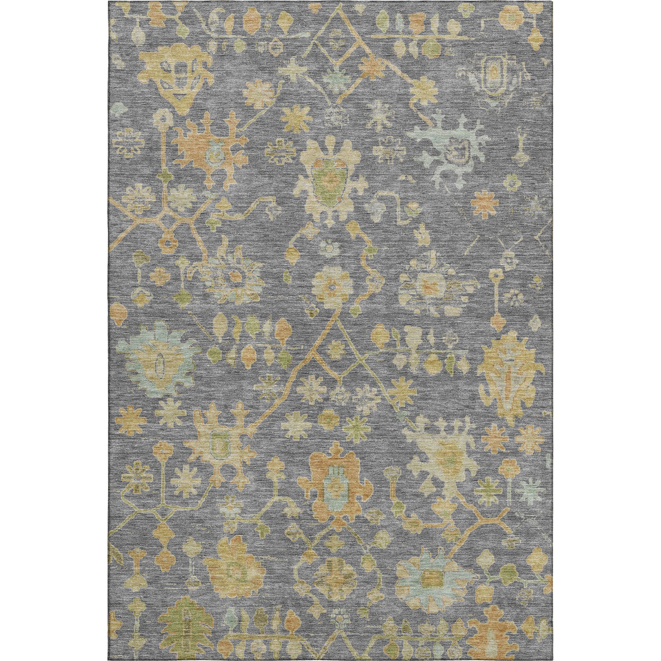 Bern Machine Washable Traditional Gray Rug 2'6" x 3'10" #shape_Rectangle