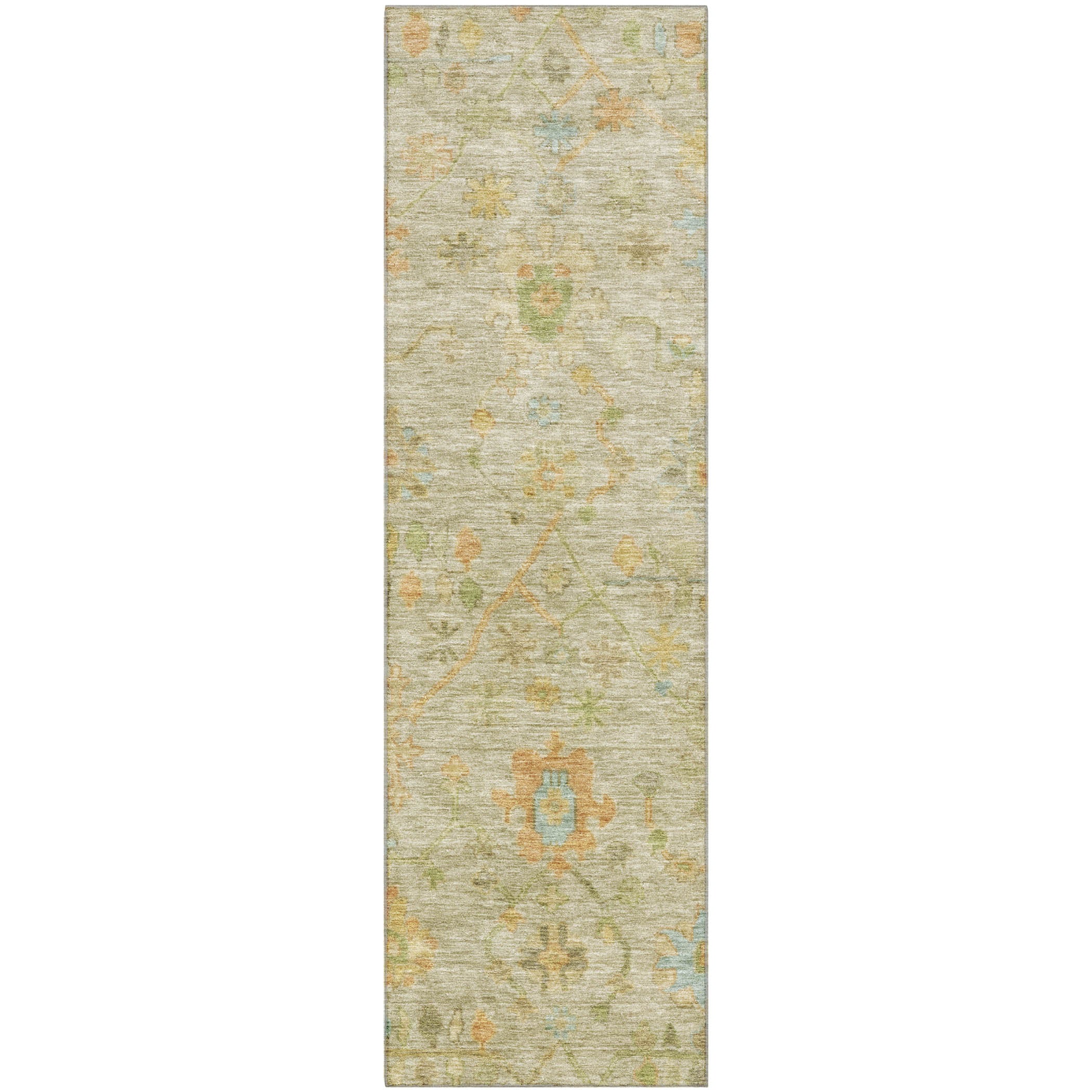 Bern Machine Washable Traditional Khaki Brown Rug 2'3" x 7'6" #shape_Runner