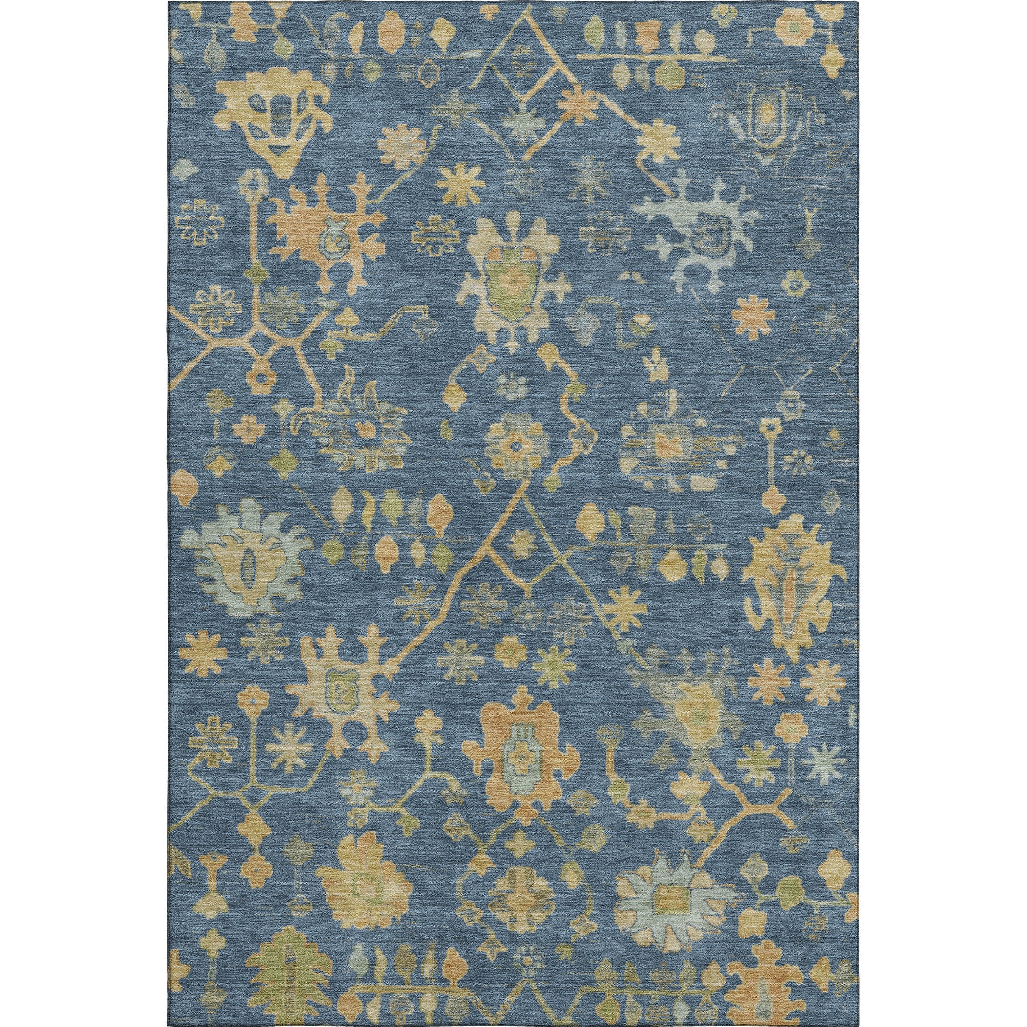 Bern Machine Washable Traditional Navy Blue Rug 2'6" x 3'10" #shape_Rectangle