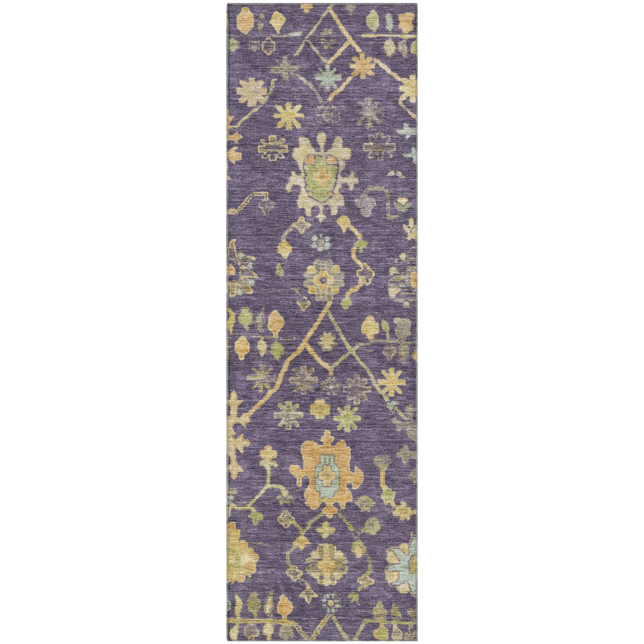 Bern Machine Washable Traditional Purple Rug 2'3" x 7'6" #shape_Runner