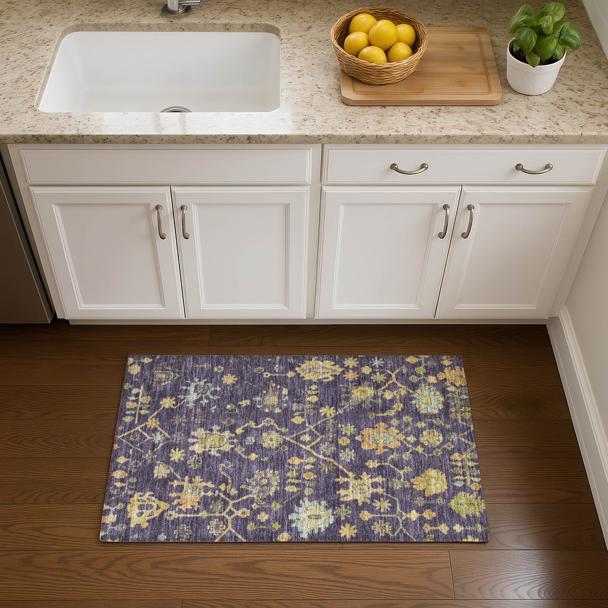 Bern Machine Washable Traditional Purple Rug 1'8" x 2'6" #shape_Rectangle