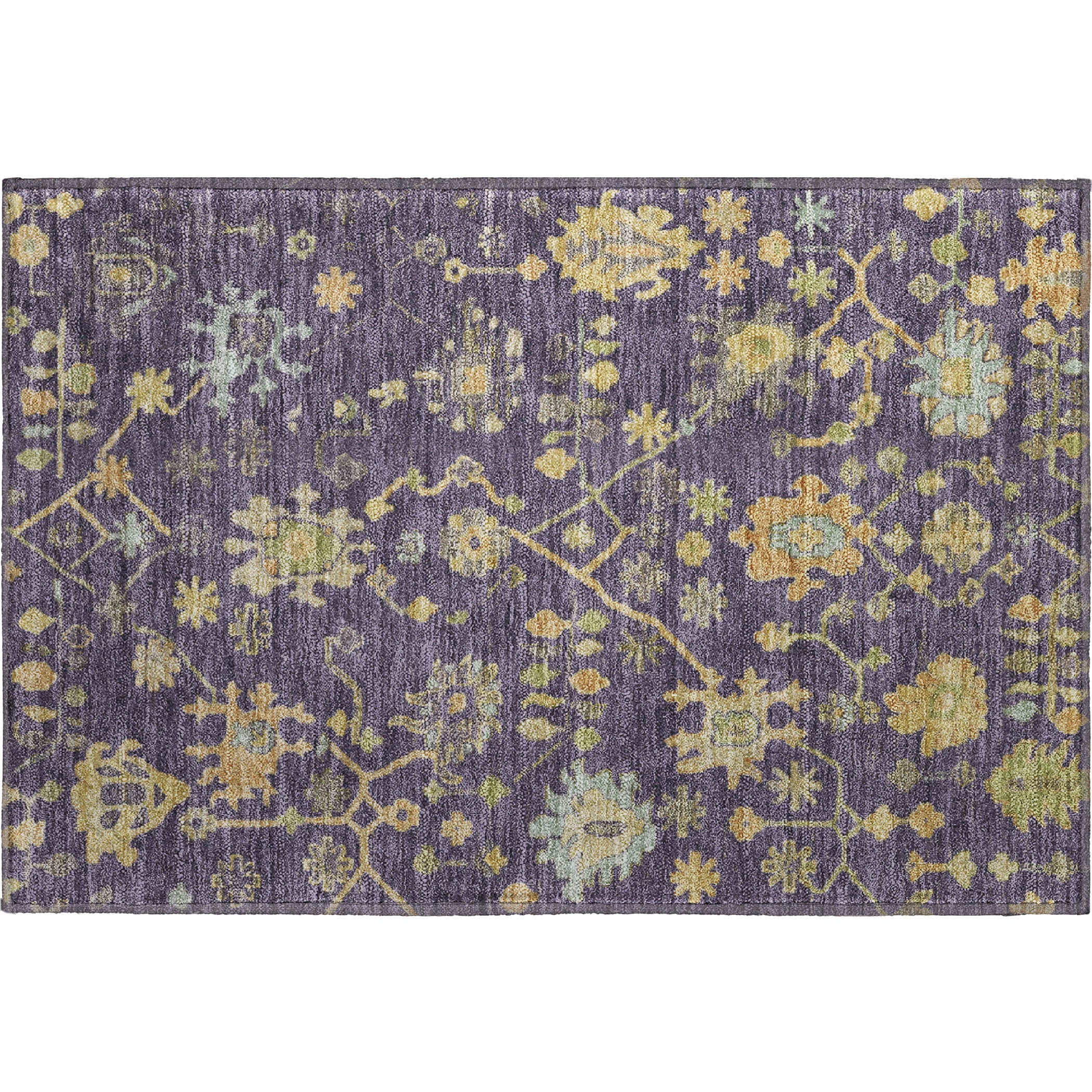 Bern Machine Washable Traditional Purple Rug 1'8" x 2'6" #shape_Rectangle