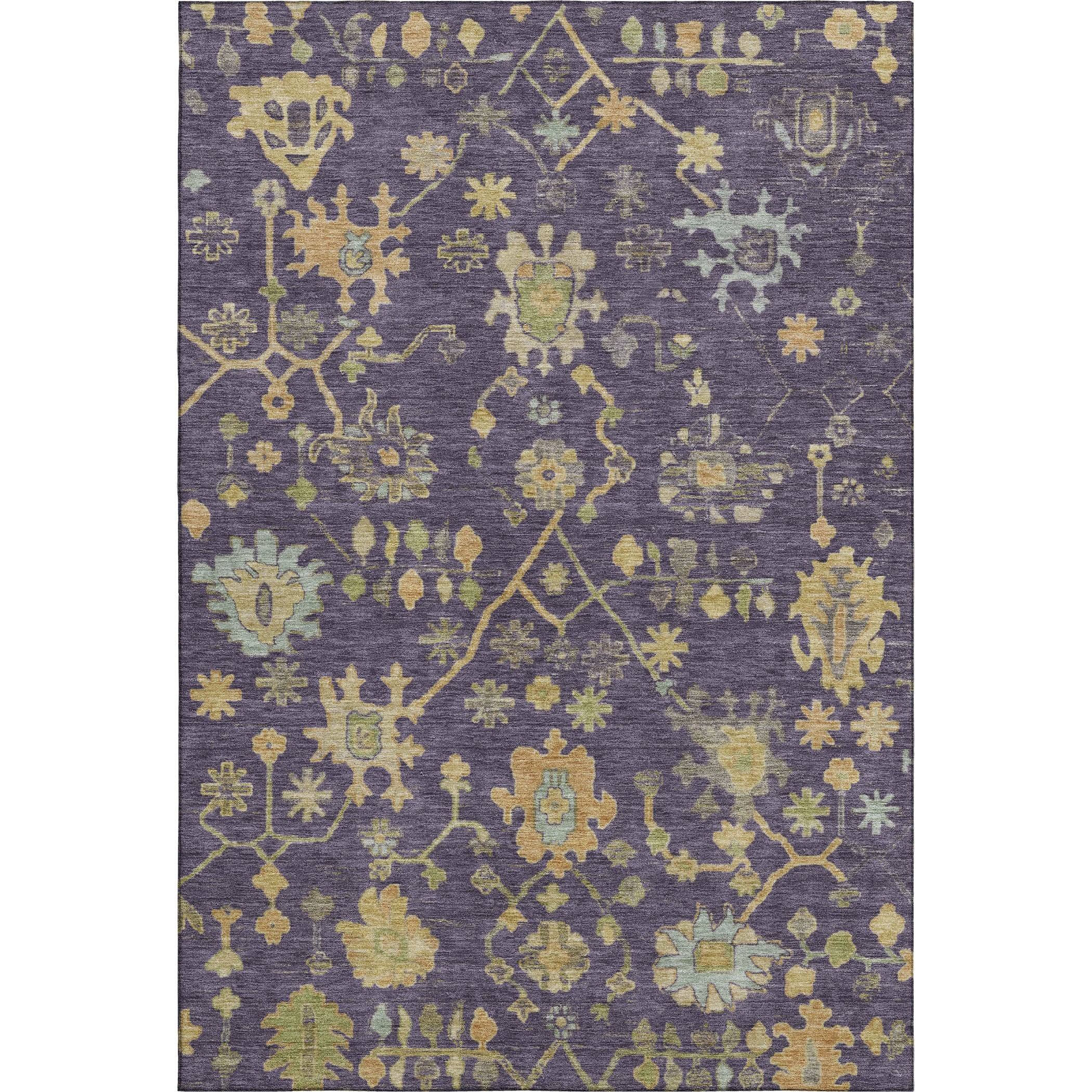 Bern Machine Washable Traditional Purple Rug 2'6" x 3'10" #shape_Rectangle