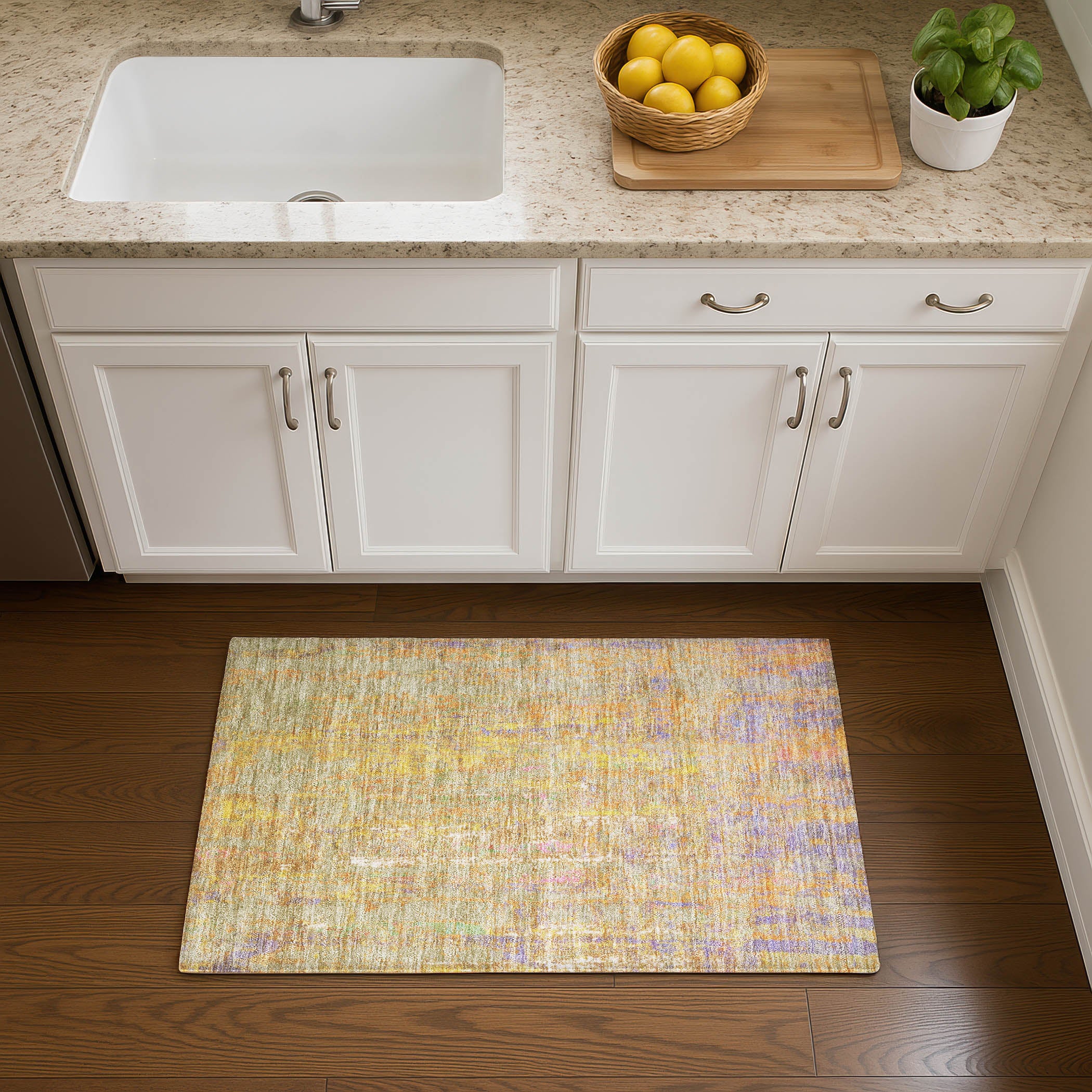 Lima Machine Washable Transitional Green Rug 1'8" x 2'6" #shape_Rectangle