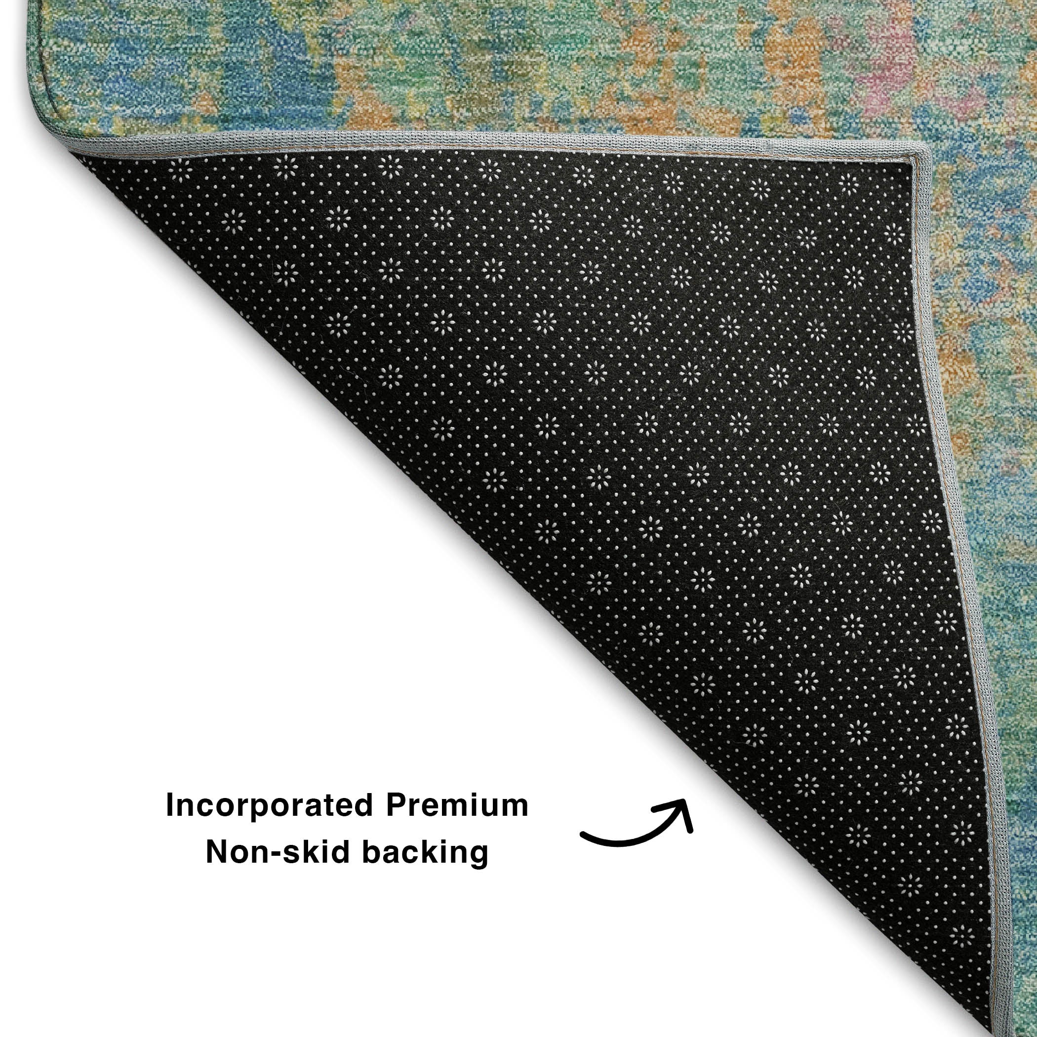 Lima Machine Washable Transitional Teal Rug 1'8" x 2'6" #shape_Rectangle