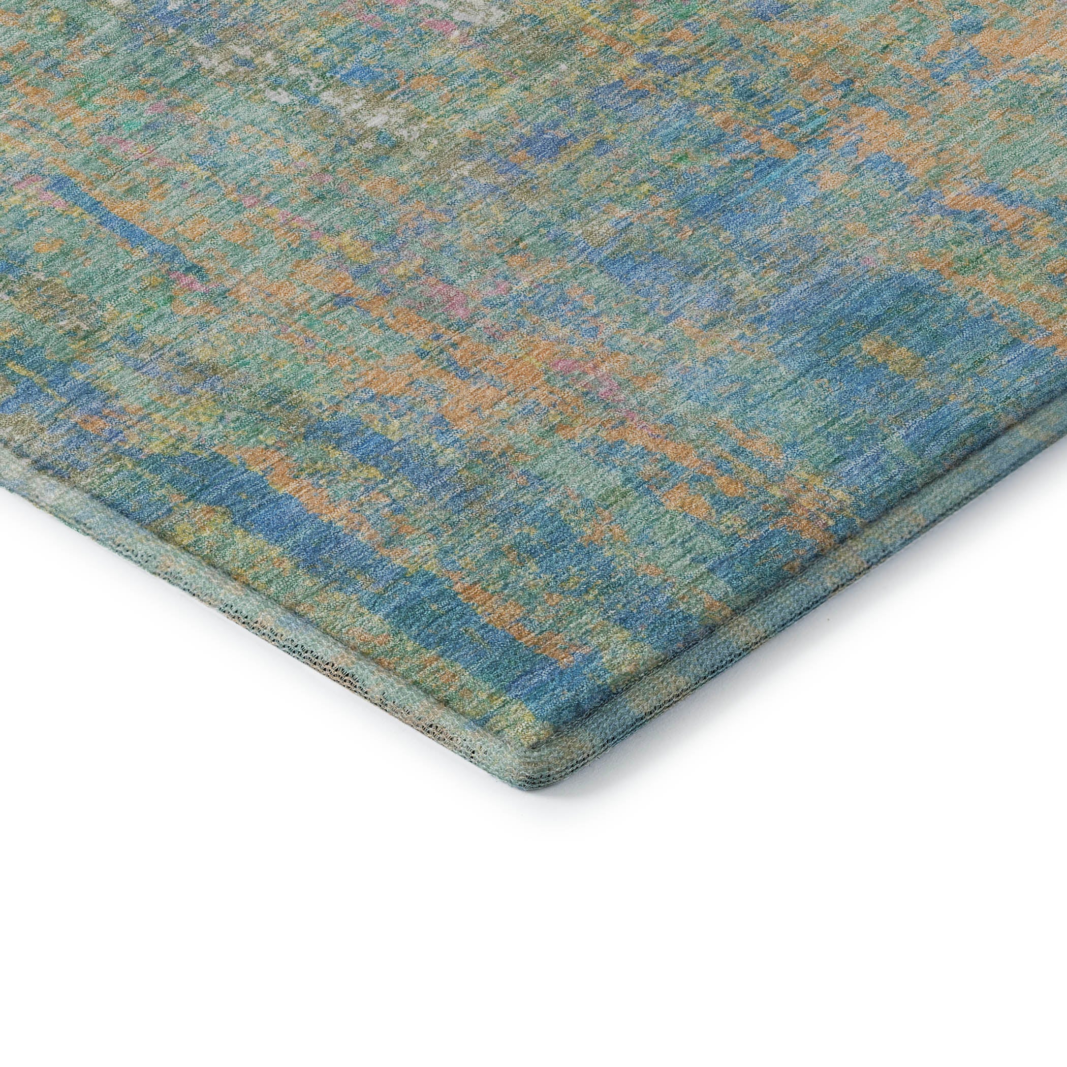 Lima Machine Washable Transitional Teal Rug 1'8" x 2'6" #shape_Rectangle