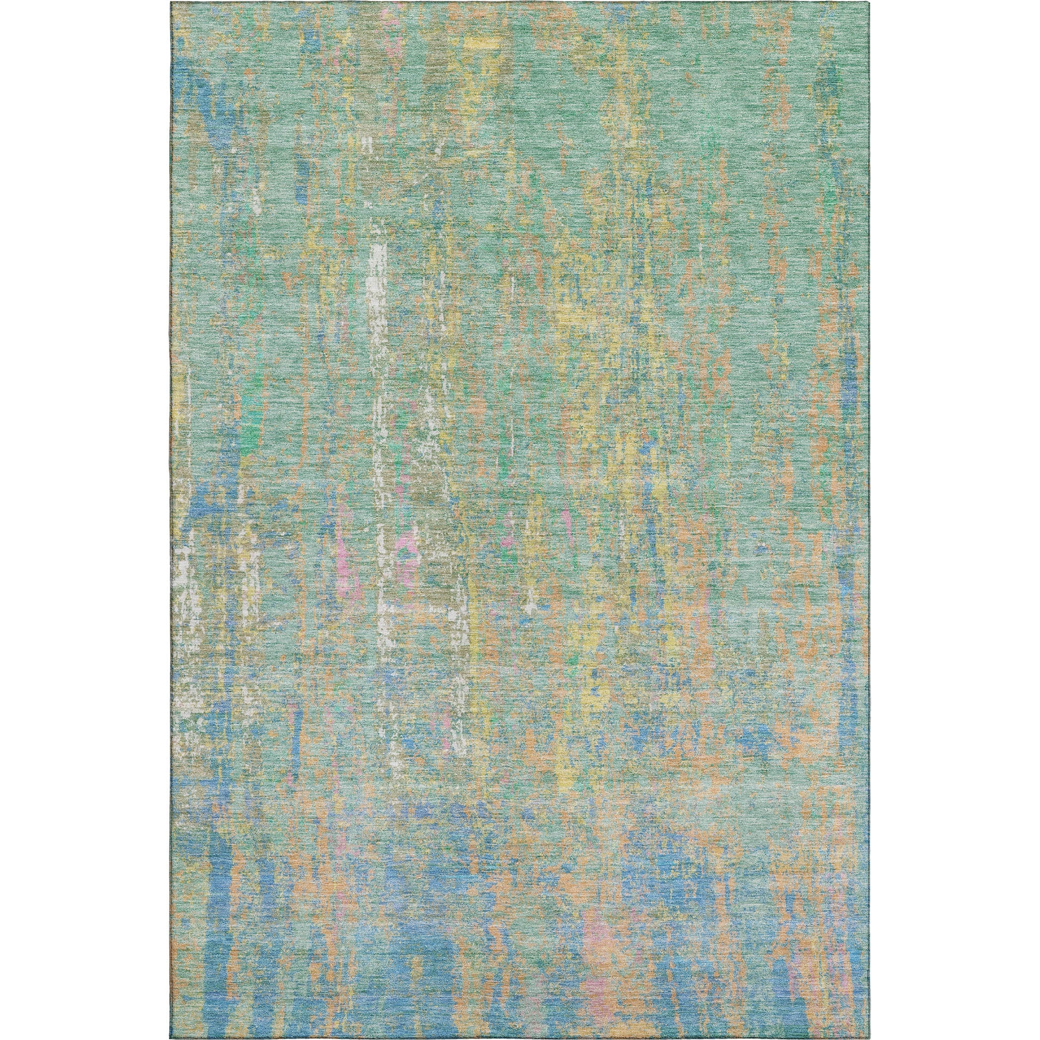 Lima Machine Washable Transitional Teal Rug 2'6" x 3'10" #shape_Rectangle