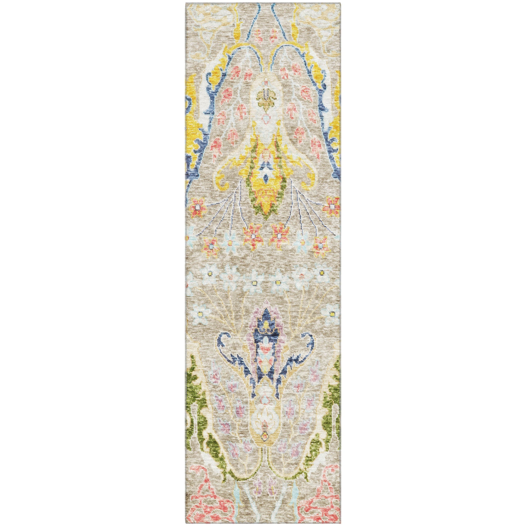 Hoi An Machine Washable Transitional Beige Brown Rug 2'3" x 7'6" #shape_Runner