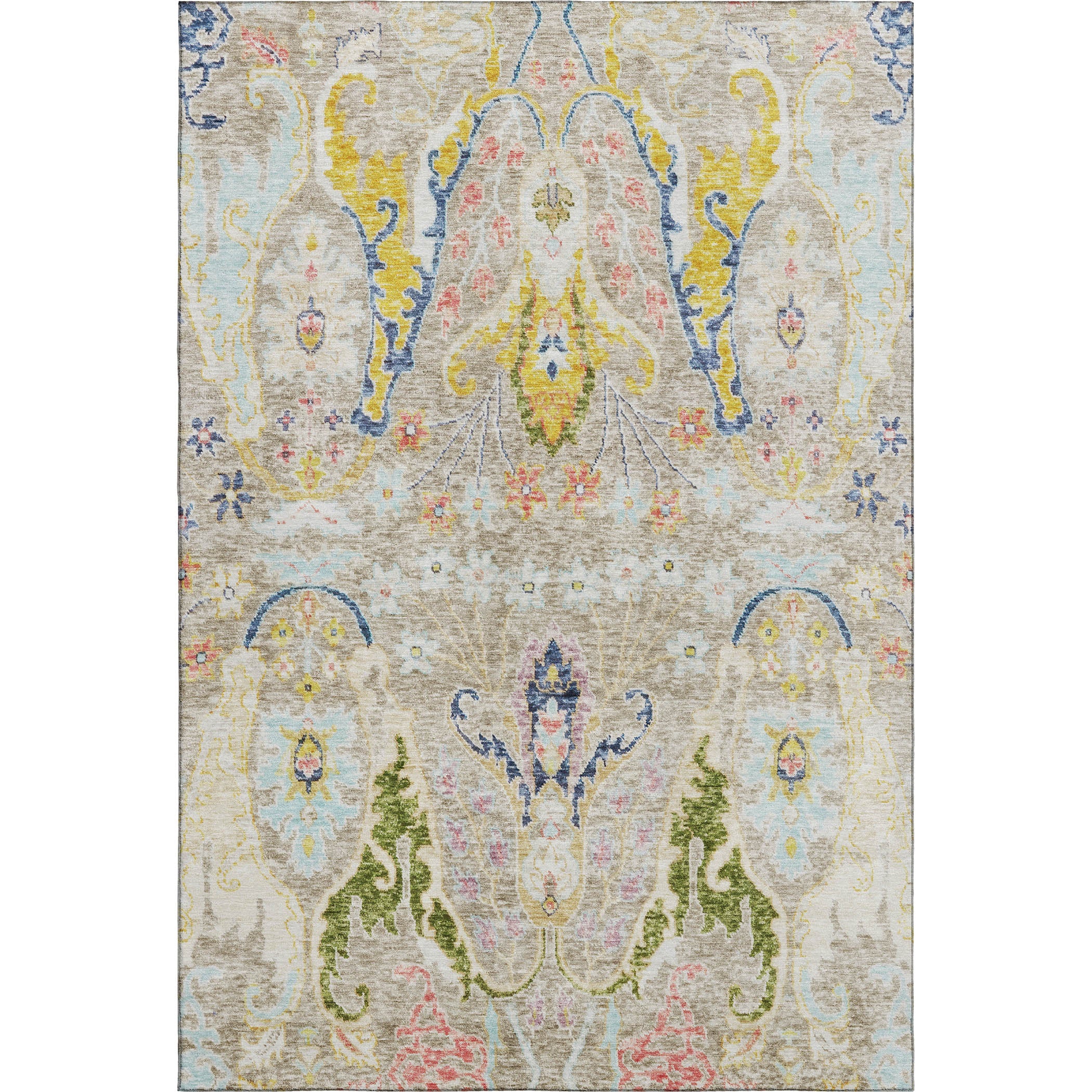 Hoi An Machine Washable Transitional Beige Brown Rug 2'6" x 3'10" #shape_Rectangle