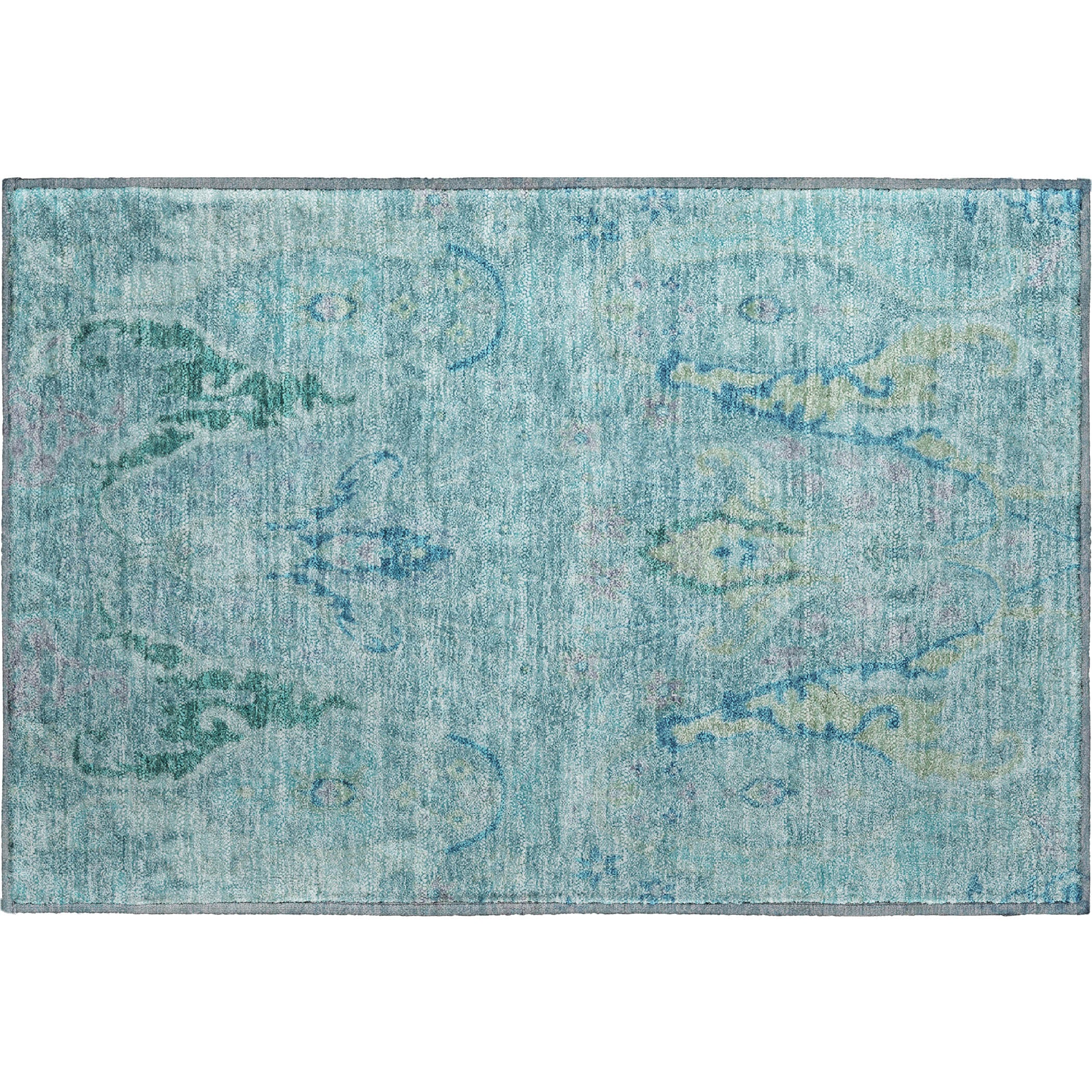 Hoi An Machine Washable Transitional Blue Rug 1'8" x 2'6" #shape_Rectangle