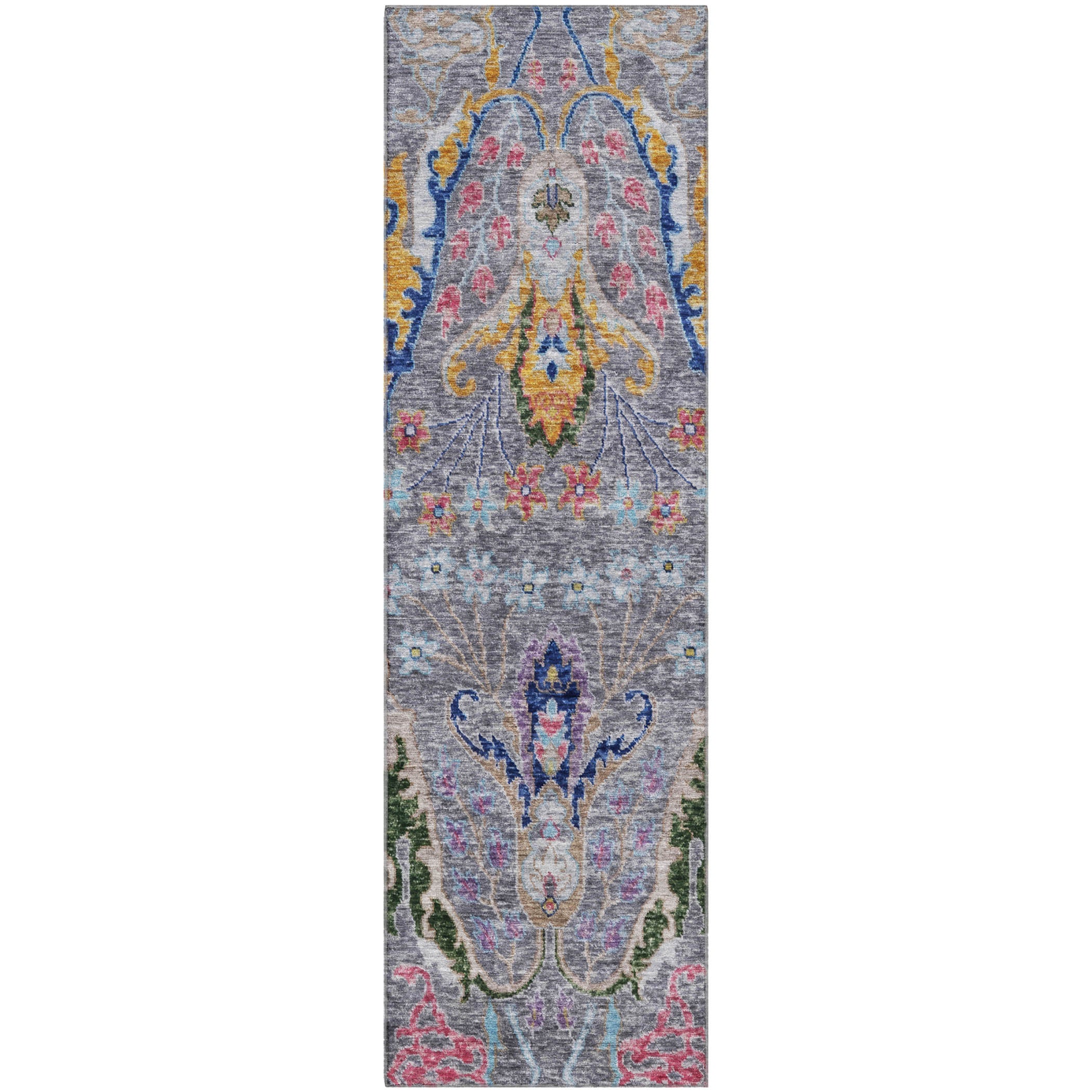 Hoi An Machine Washable Transitional Gray Rug 2'3" x 7'6" #shape_Runner