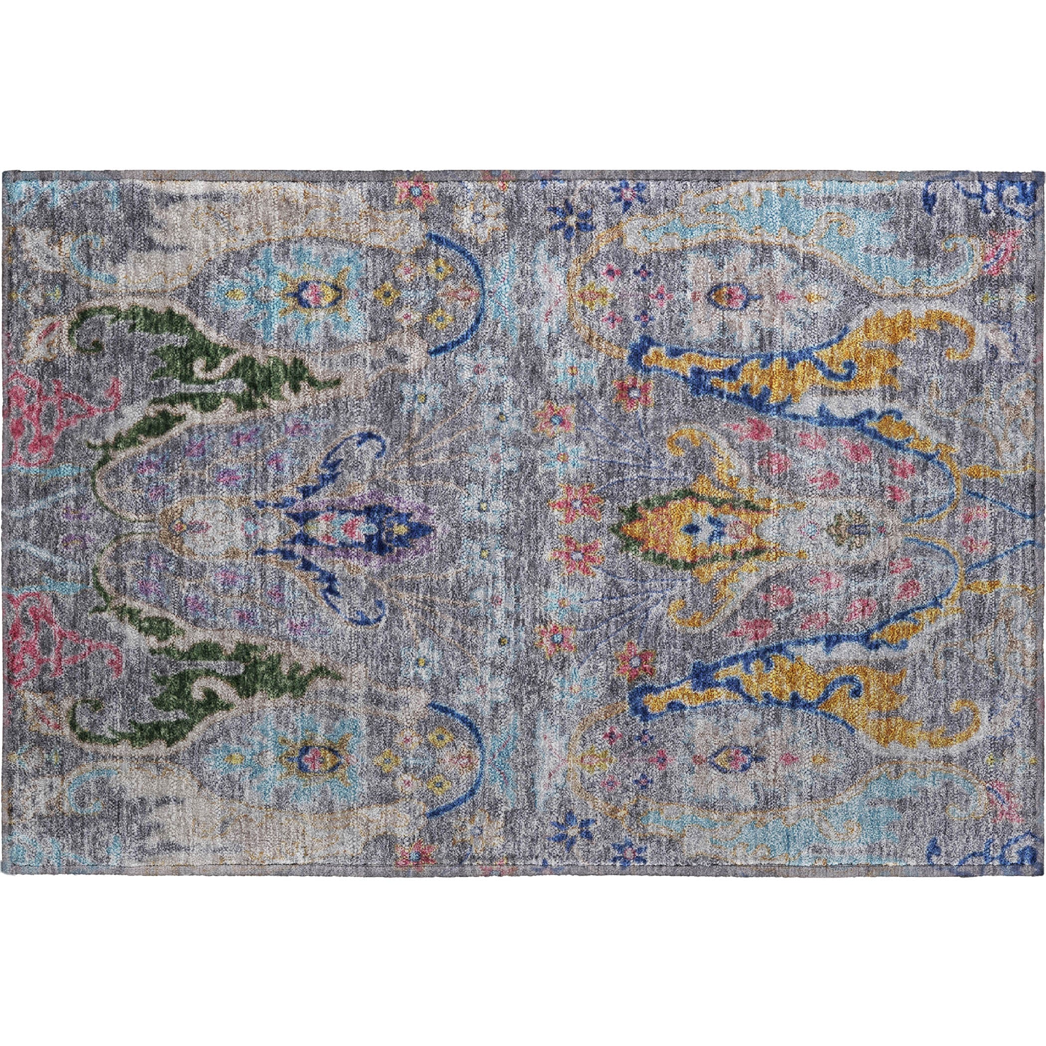 Hoi An Machine Washable Transitional Gray Rug 1'8" x 2'6" #shape_Rectangle