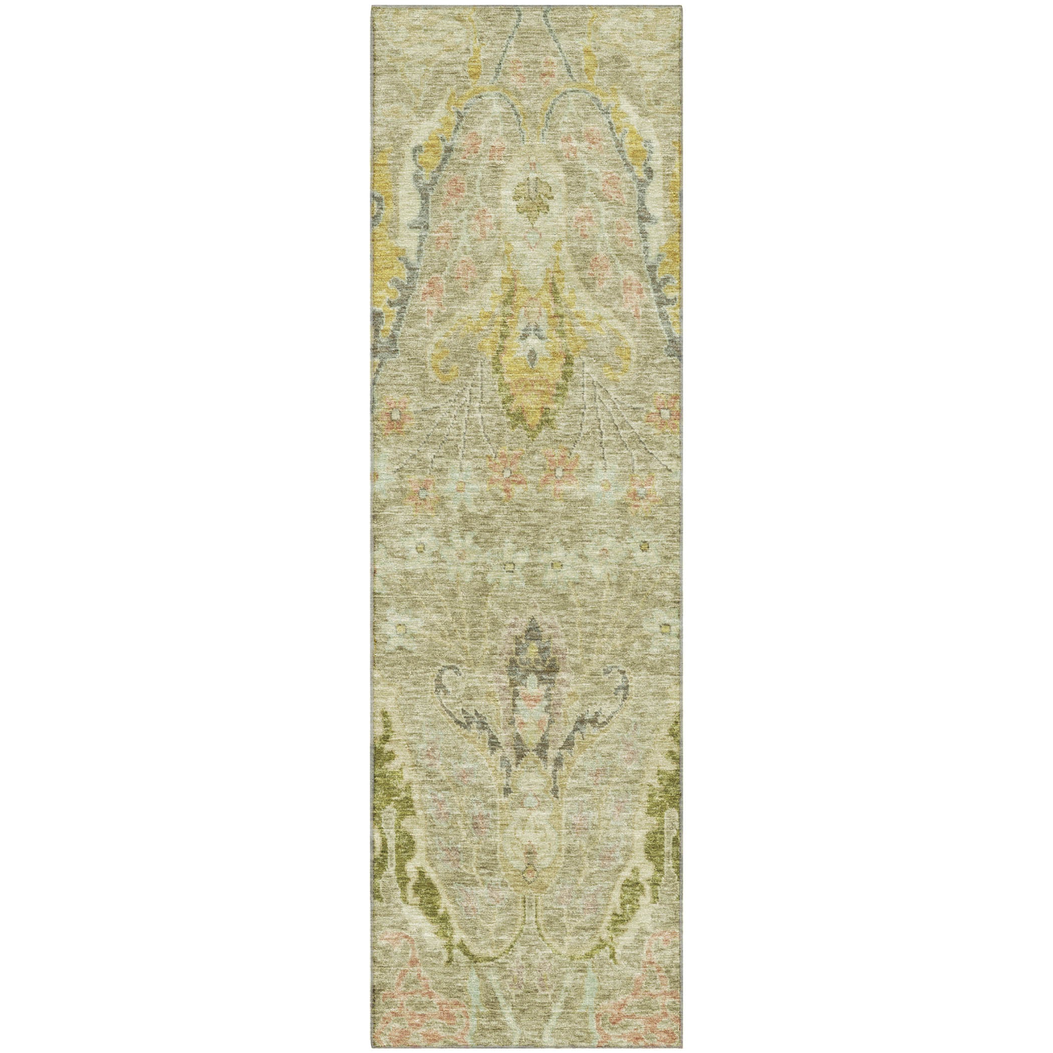 Hoi An Machine Washable Transitional Khaki Brown Rug 2'3" x 7'6" #shape_Runner