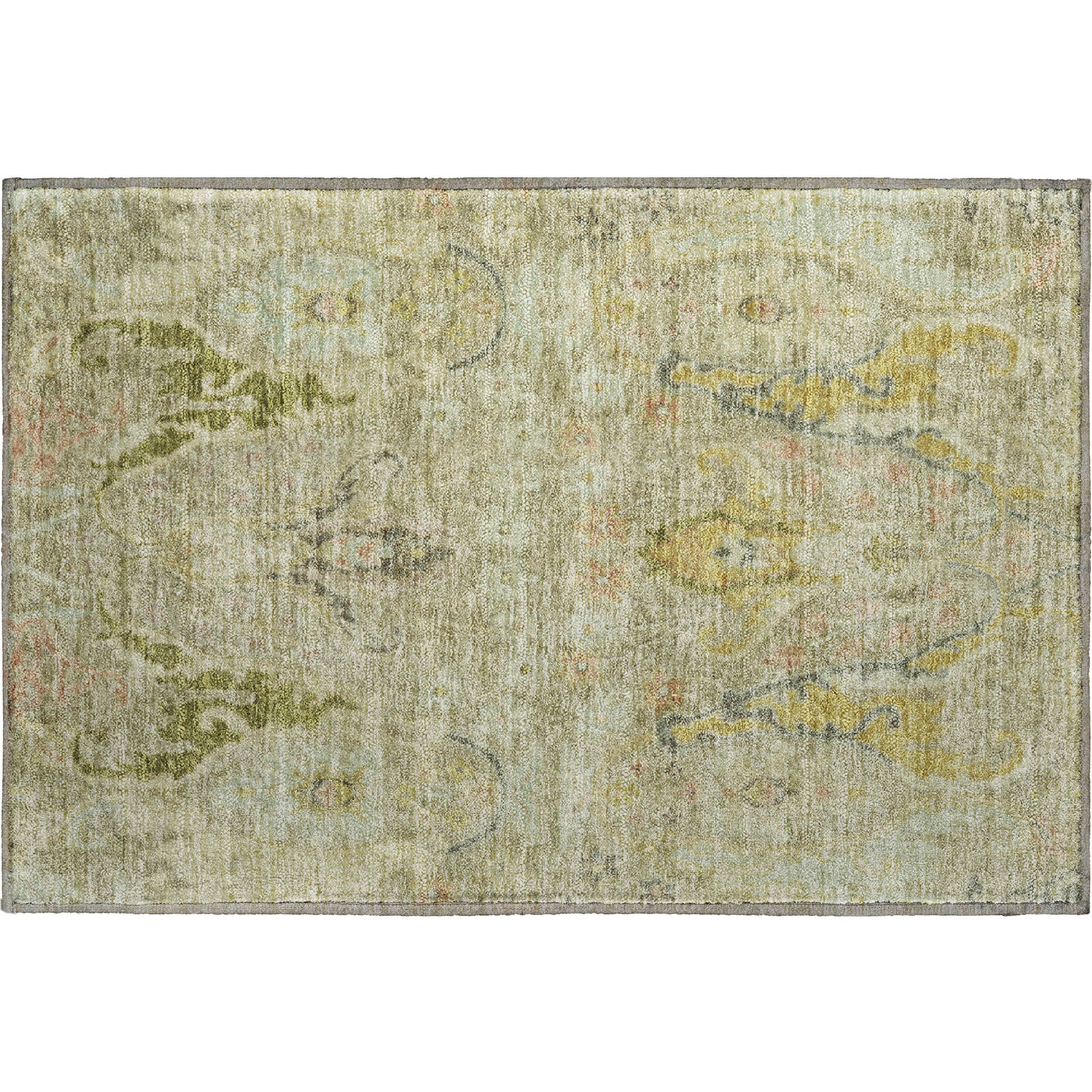 Hoi An Machine Washable Transitional Khaki Brown Rug 1'8" x 2'6" #shape_Rectangle