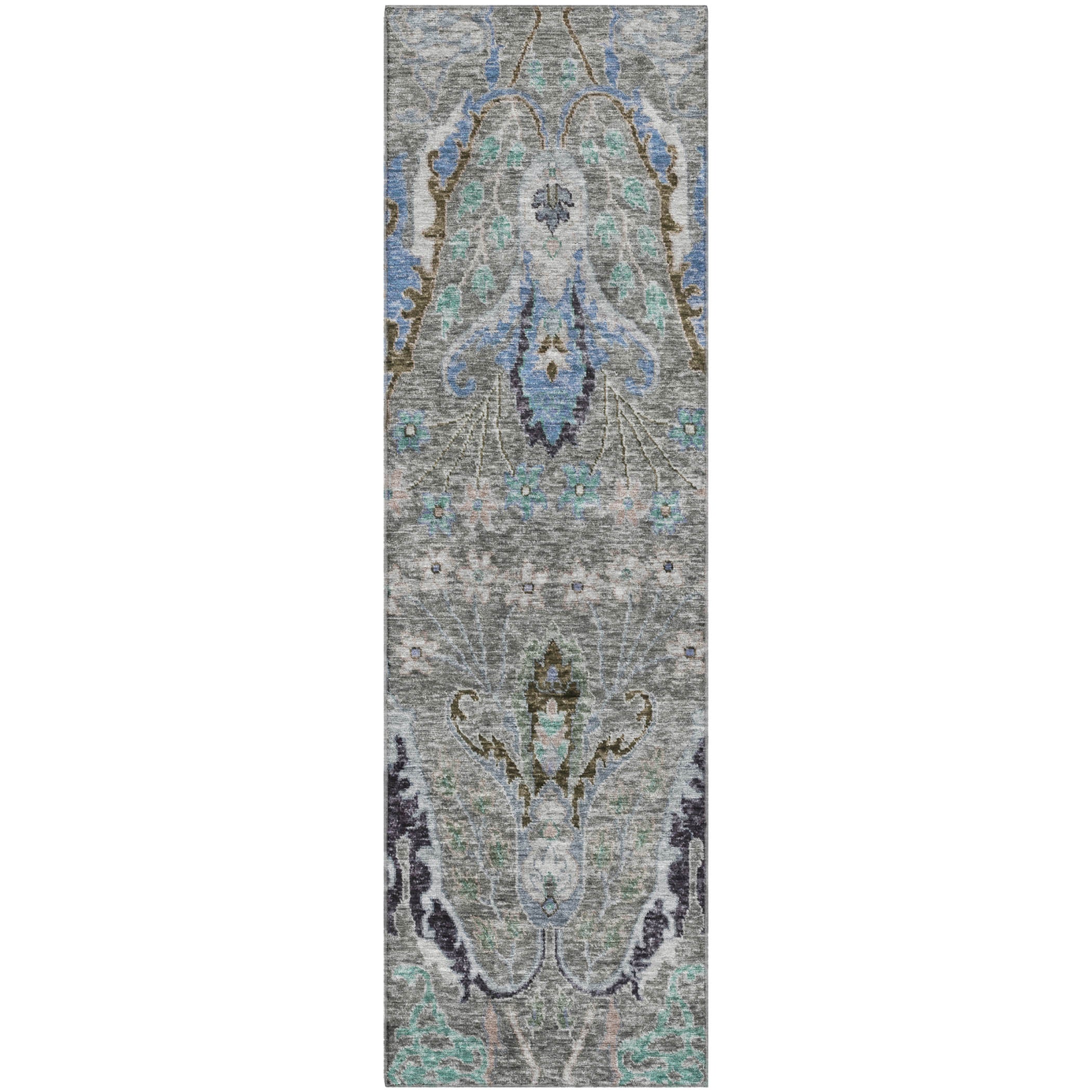 Hoi An Machine Washable Transitional Pewter Gray Rug 2'3" x 7'6" #shape_Runner