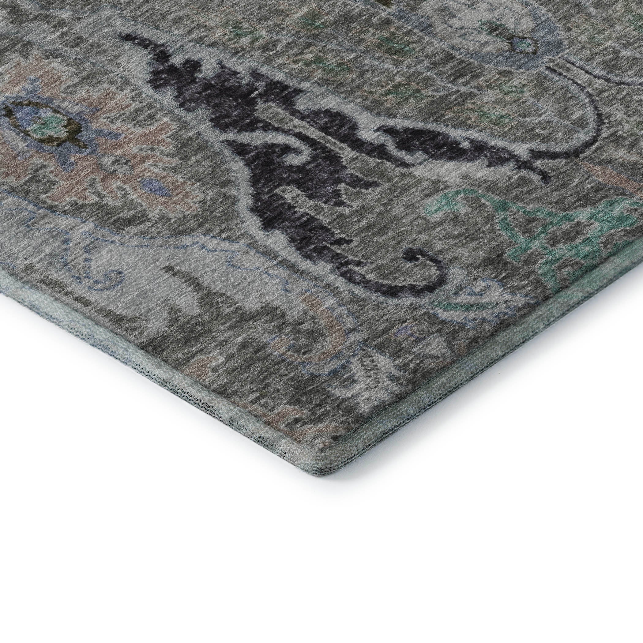 Hoi An Machine Washable Transitional Pewter Gray Rug 1'8" x 2'6" #shape_Rectangle