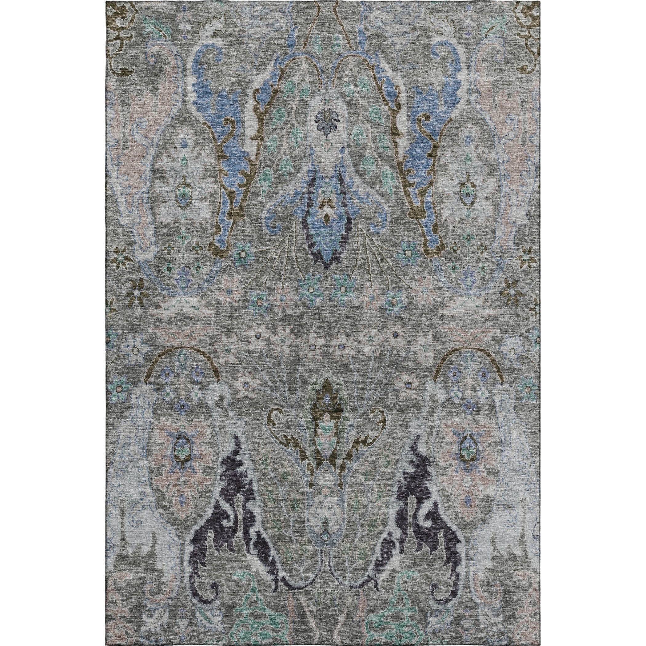 Hoi An Machine Washable Transitional Pewter Gray Rug 2'6" x 3'10" #shape_Rectangle