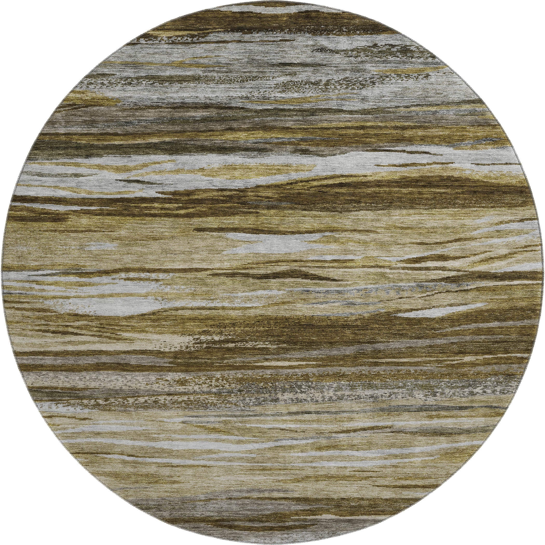 Athens Machine Washable Transitional Brown Rug 8' x 8' #shape_Round