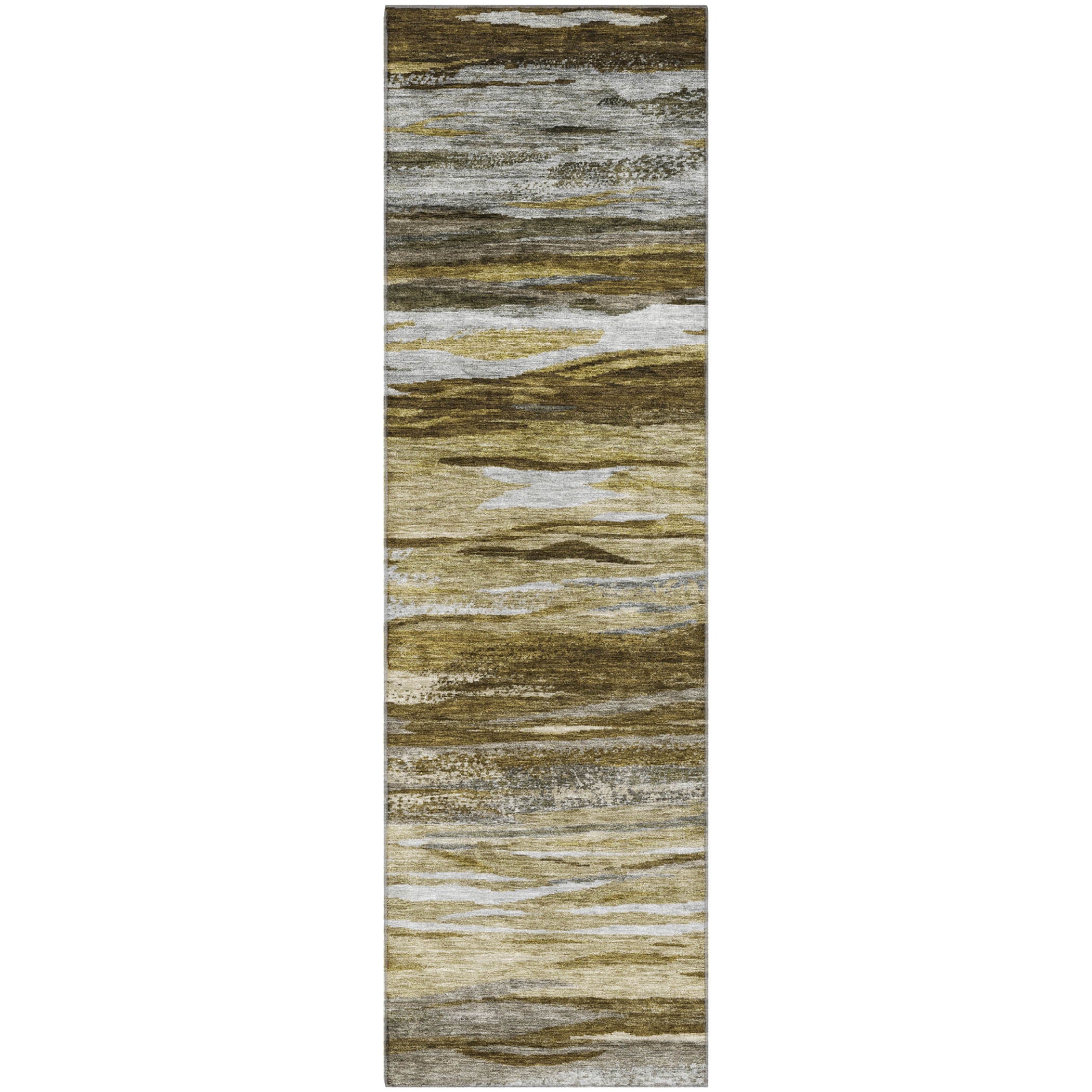 Athens Machine Washable Transitional Brown Rug 2'3" x 7'6" #shape_Runner