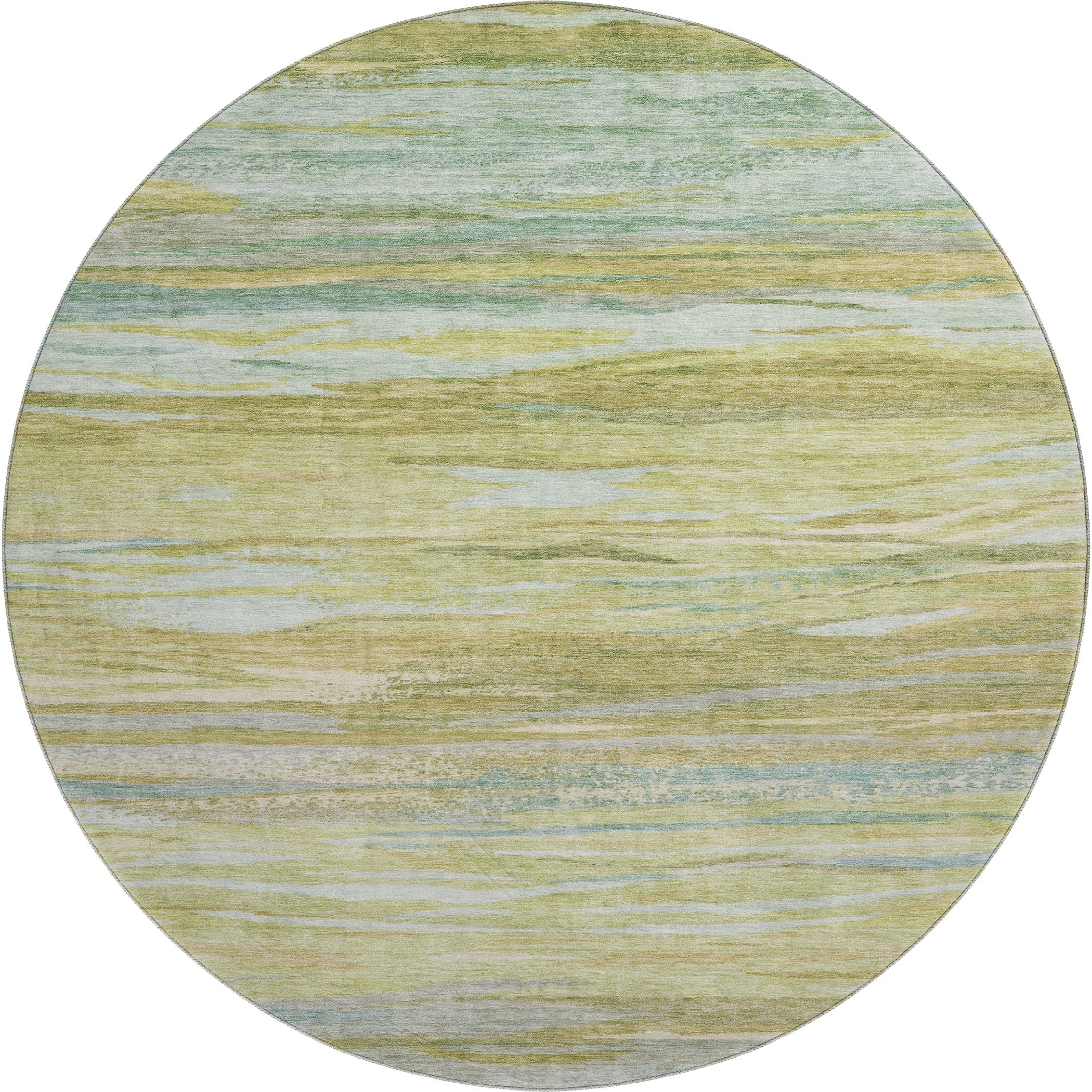 Athens Machine Washable Transitional Sage Green Rug 8' x 8' #shape_Round