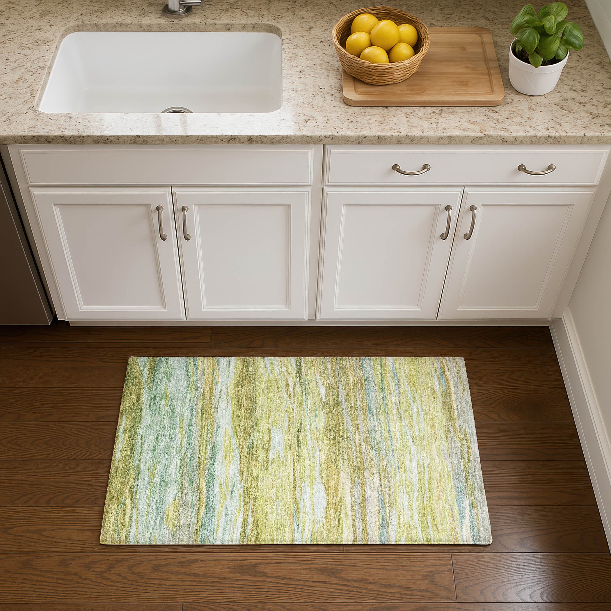 Athens Machine Washable Transitional Sage Green Rug 1'8" x 2'6" #shape_Rectangle