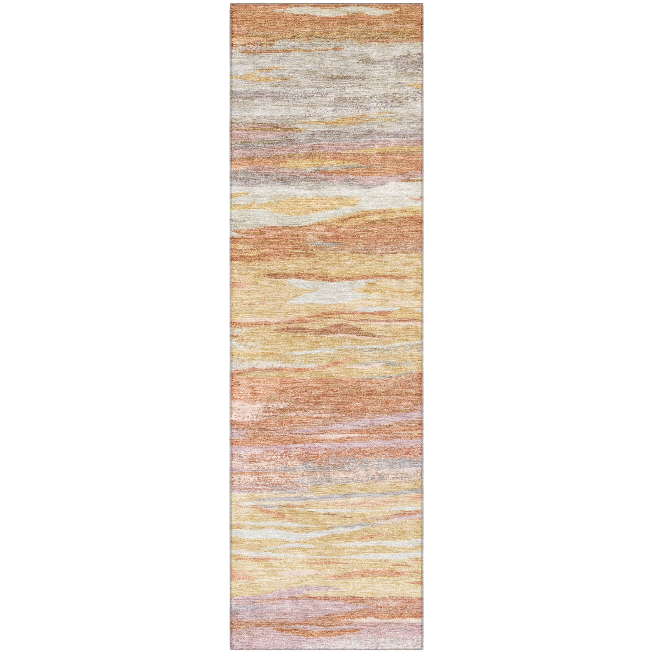 Athens Machine Washable Transitional Salmon Orange Rug 2'3" x 7'6" #shape_Runner