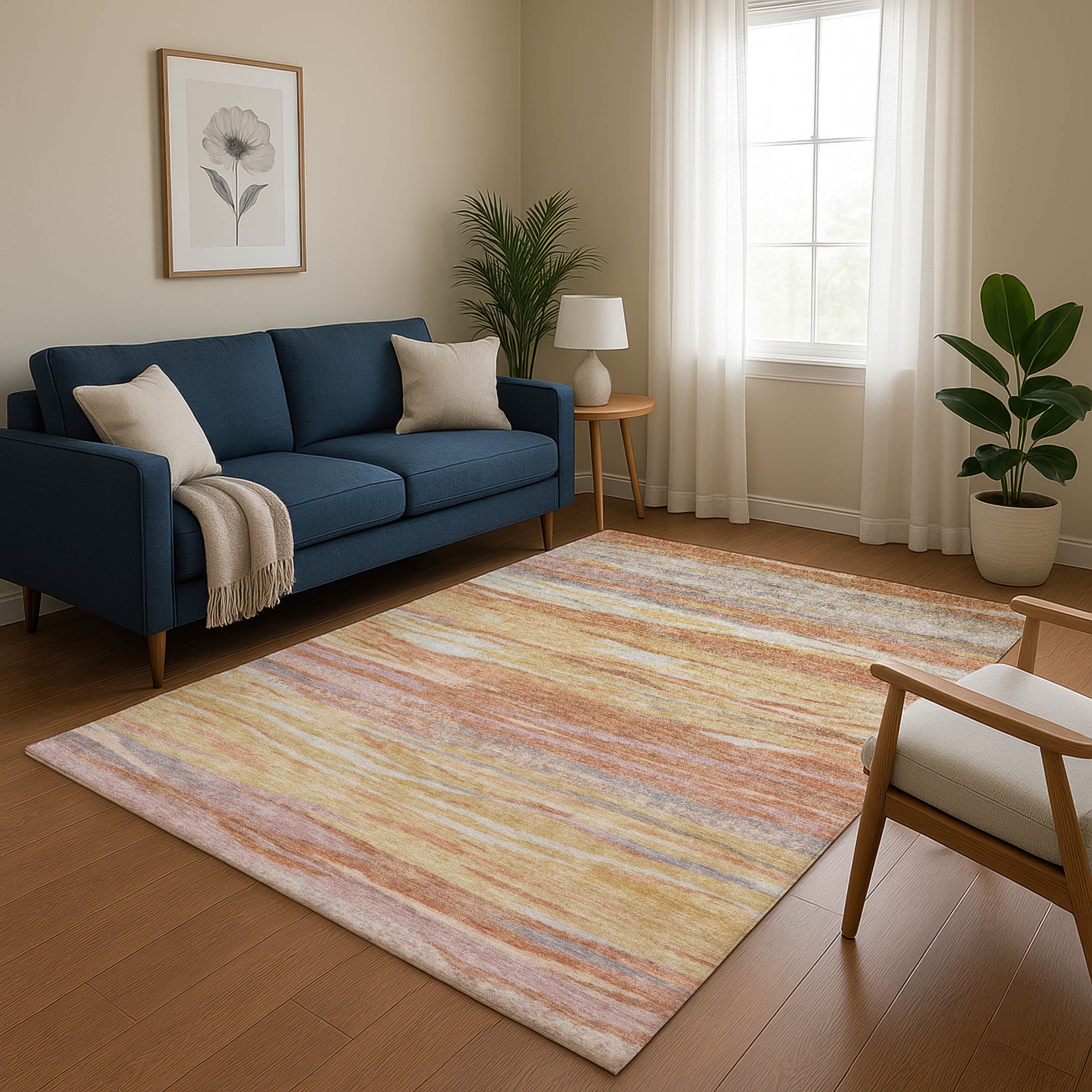 Athens Machine Washable Transitional Salmon Orange Rug 2'6" x 3'10" #shape_Rectangle