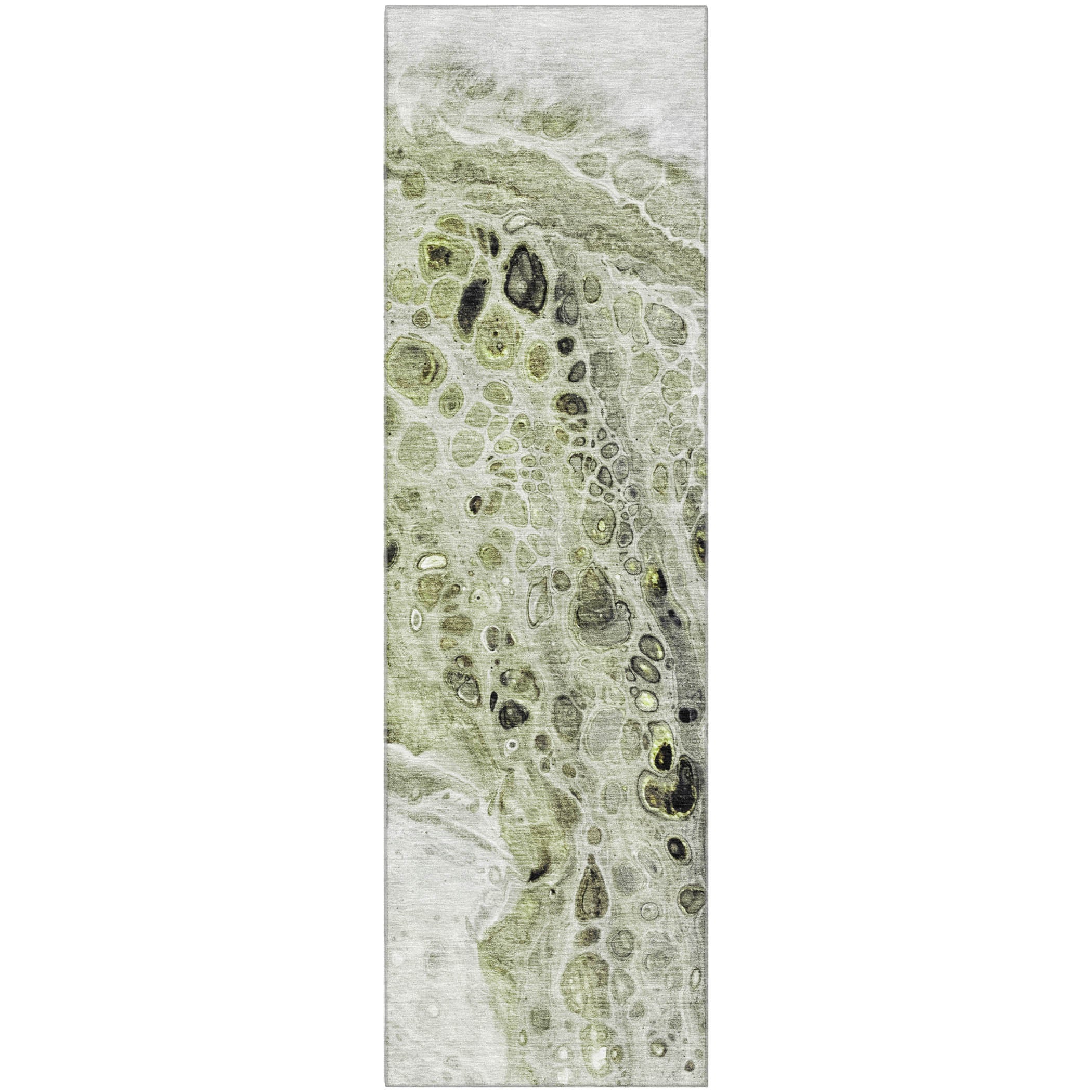 Lisbon Machine Washable Transitional Aloe Green Rug 2'3" x 7'6" #shape_Runner