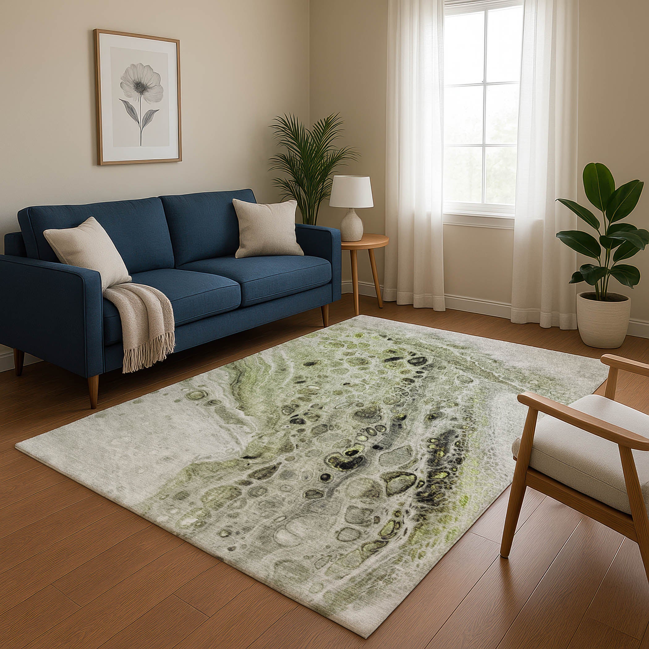 Lisbon Machine Washable Transitional Aloe Green Rug 2'6" x 3'10" #shape_Rectangle
