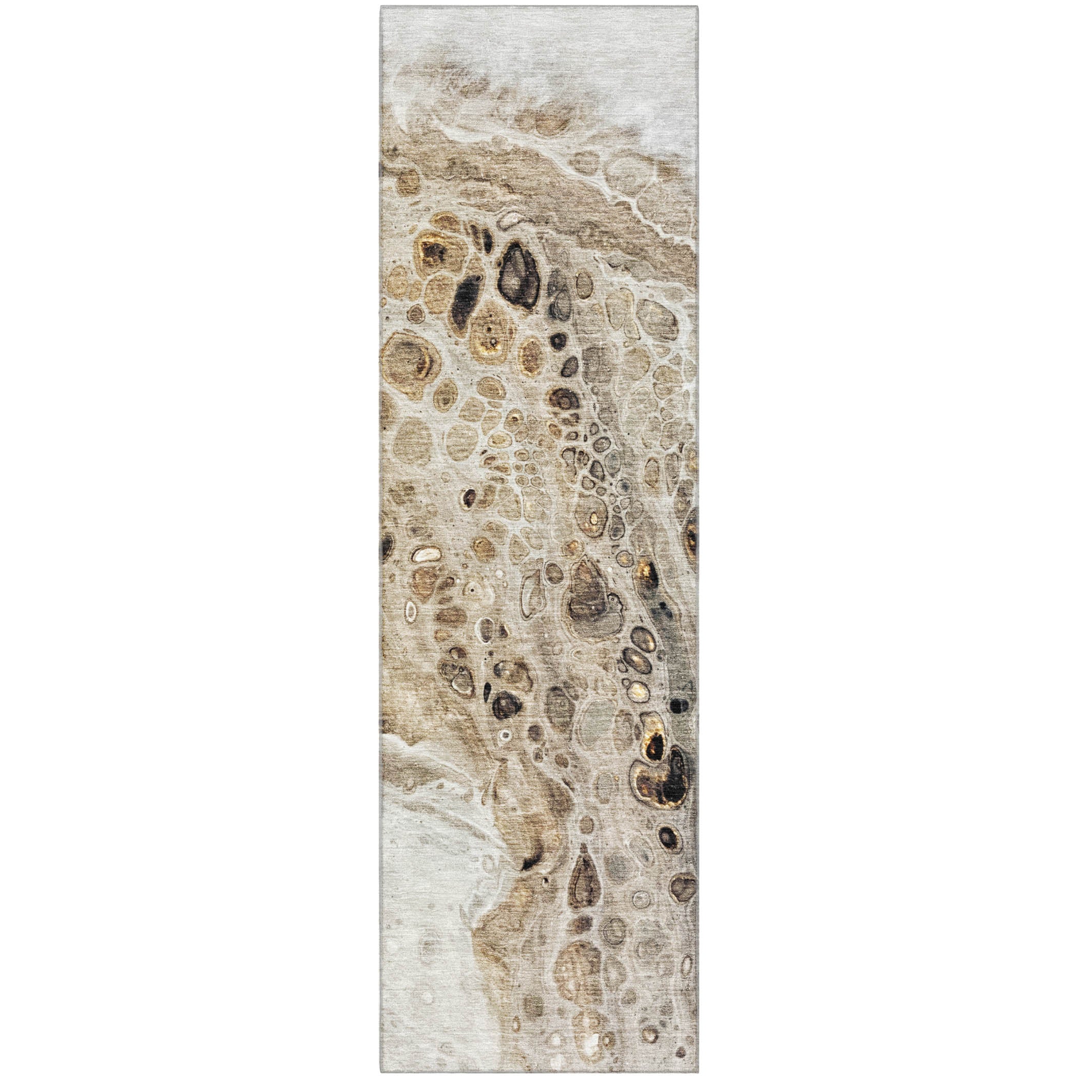 Lisbon Machine Washable Transitional Beige Brown Rug 2'3" x 7'6" #shape_Runner