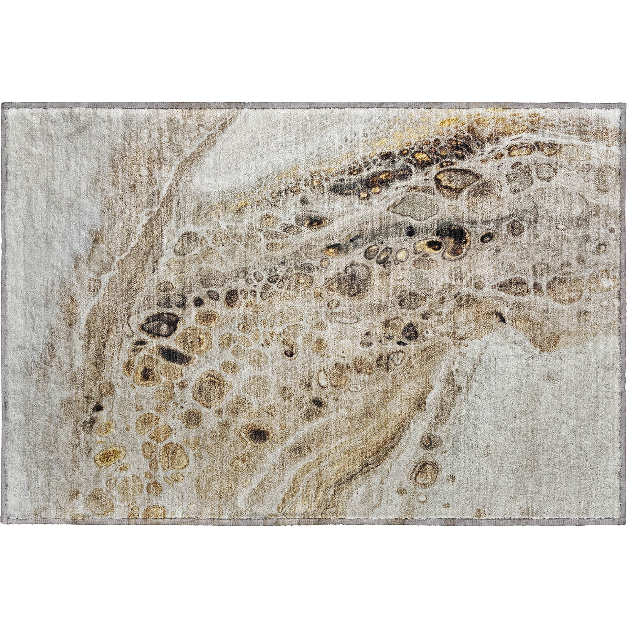 Lisbon Machine Washable Transitional Beige Brown Rug 1'8" x 2'6" #shape_Rectangle