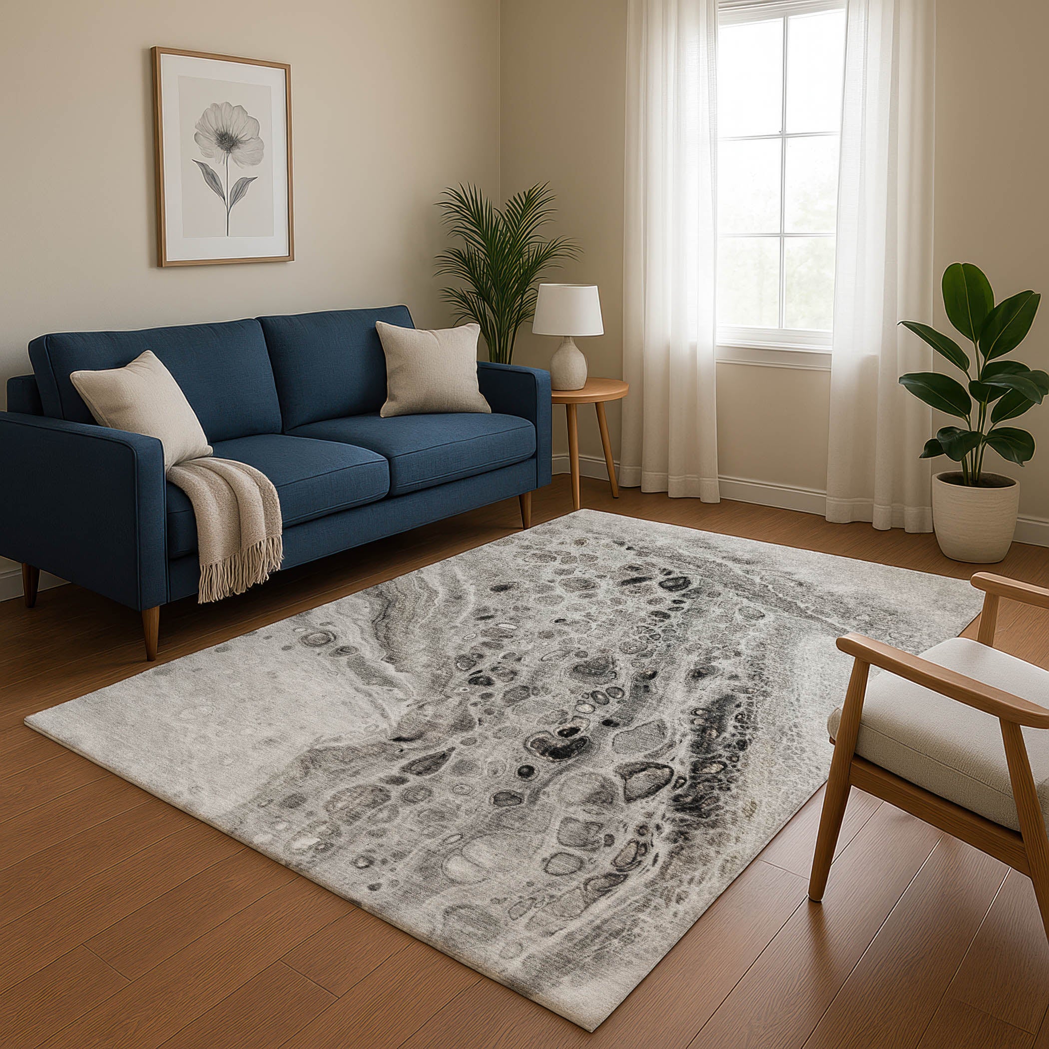 Lisbon Machine Washable Transitional Pewter Gray Rug 2'6" x 3'10" #shape_Rectangle
