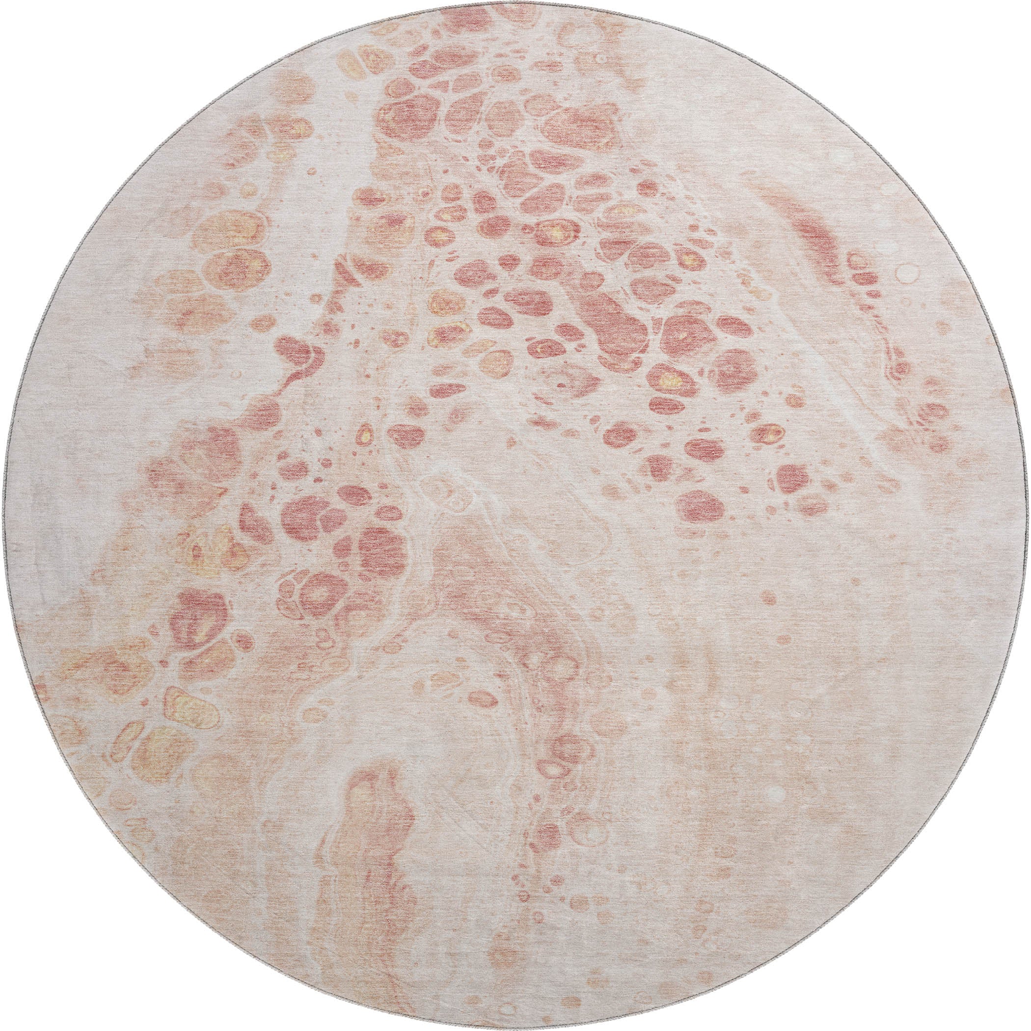 Bruges Machine Washable Transitional Salmon Orange Rug 8' x 8' #shape_Round