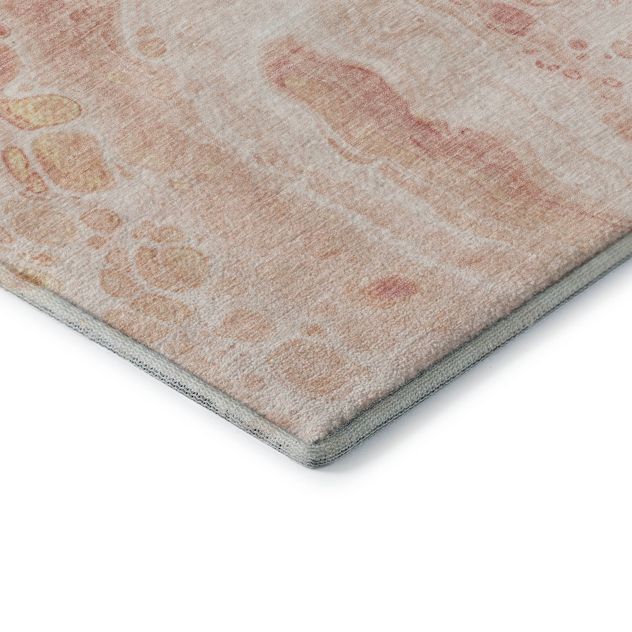 Bruges Machine Washable Transitional Salmon Orange Rug 1'8" x 2'6" #shape_Rectangle