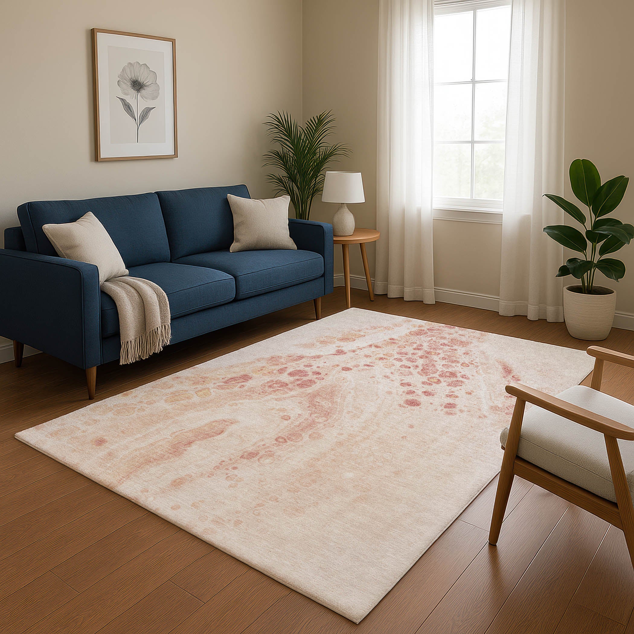 Bruges Machine Washable Transitional Salmon Orange Rug 2'6" x 3'10" #shape_Rectangle