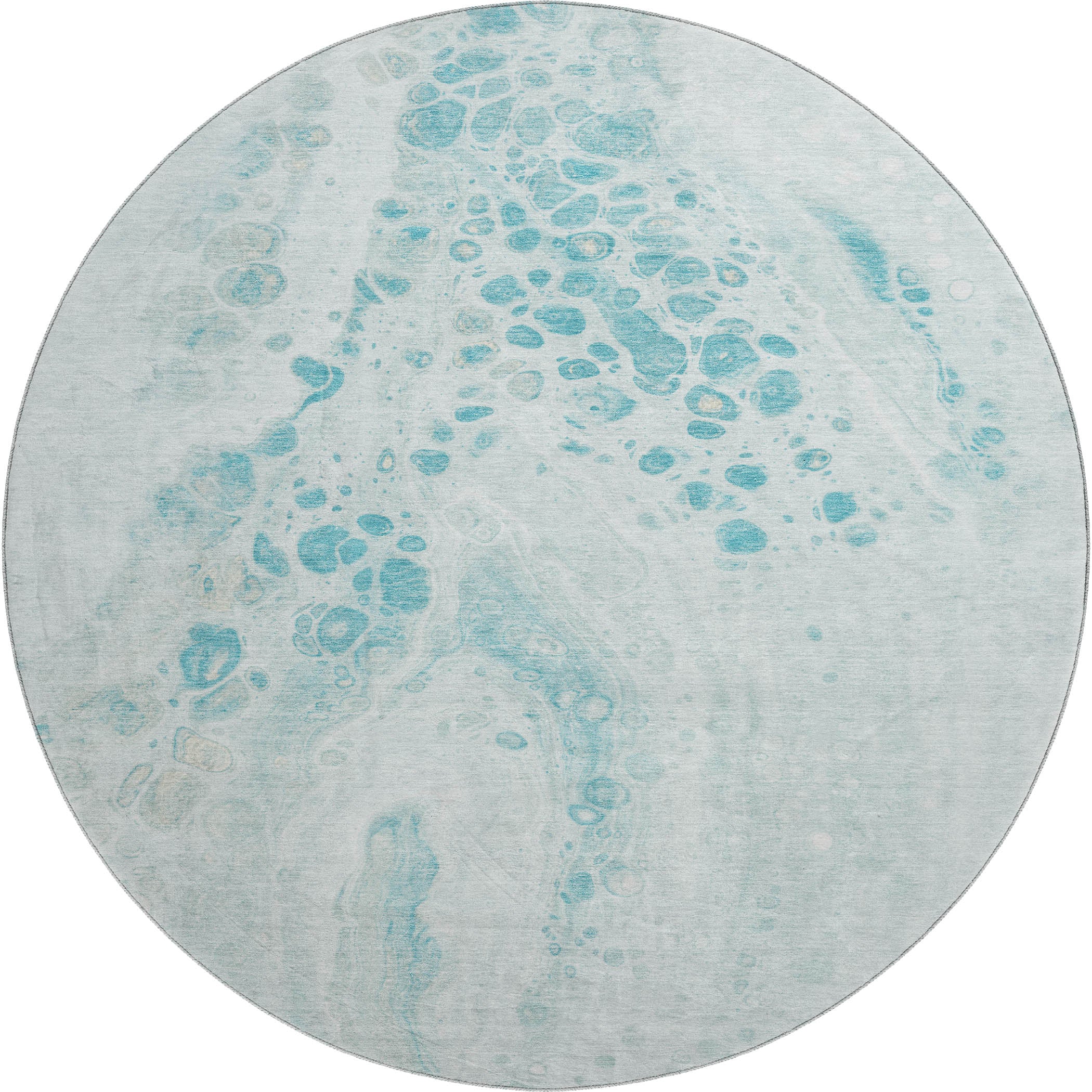 Bruges Machine Washable Transitional Teal Rug 8' x 8' #shape_Round