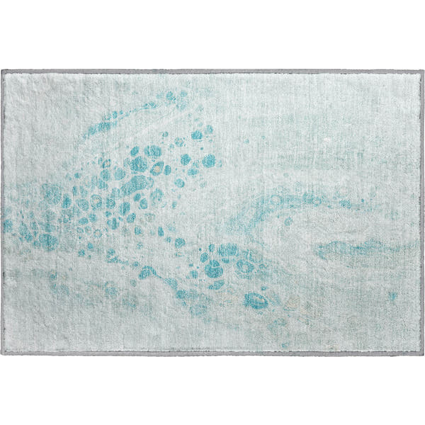 Bruges Machine Washable Transitional Teal Rug 1'8" x 2'6"