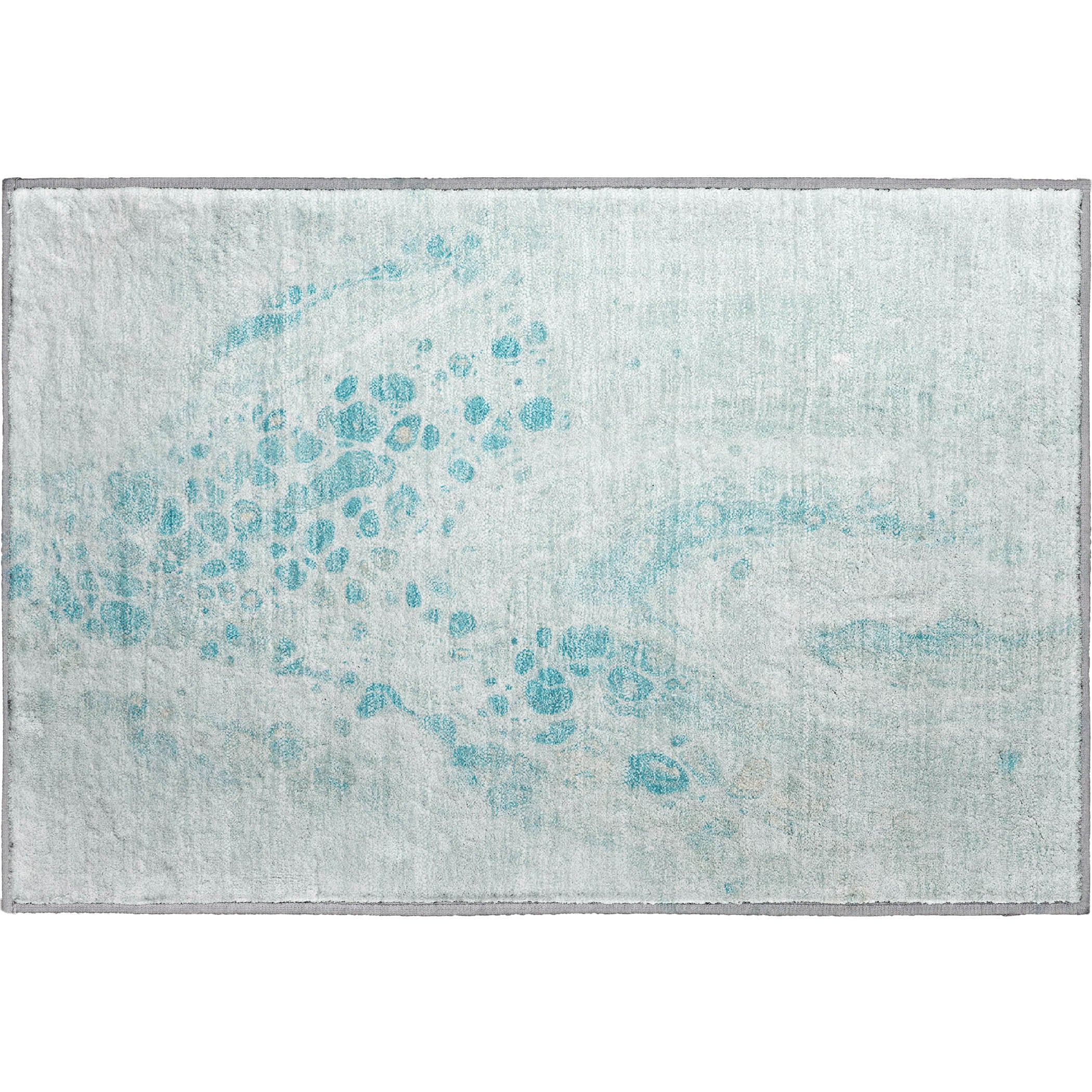 Bruges Machine Washable Transitional Teal Rug 1'8" x 2'6" #shape_Rectangle