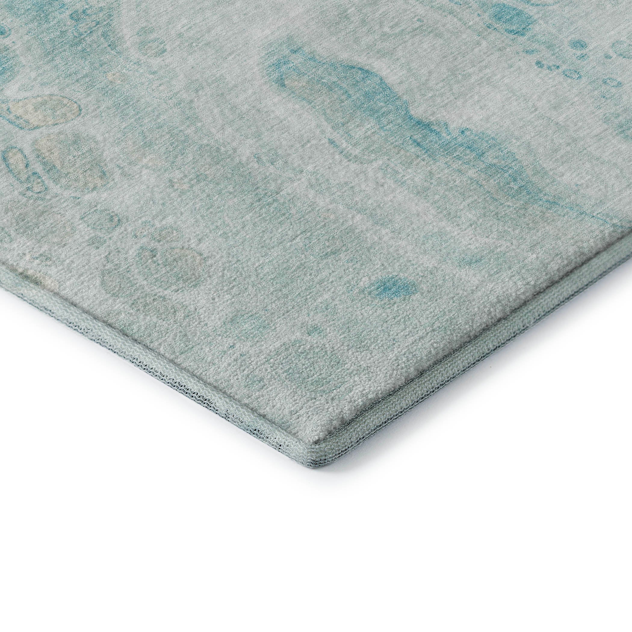 Bruges Machine Washable Transitional Teal Rug 1'8" x 2'6" #shape_Rectangle