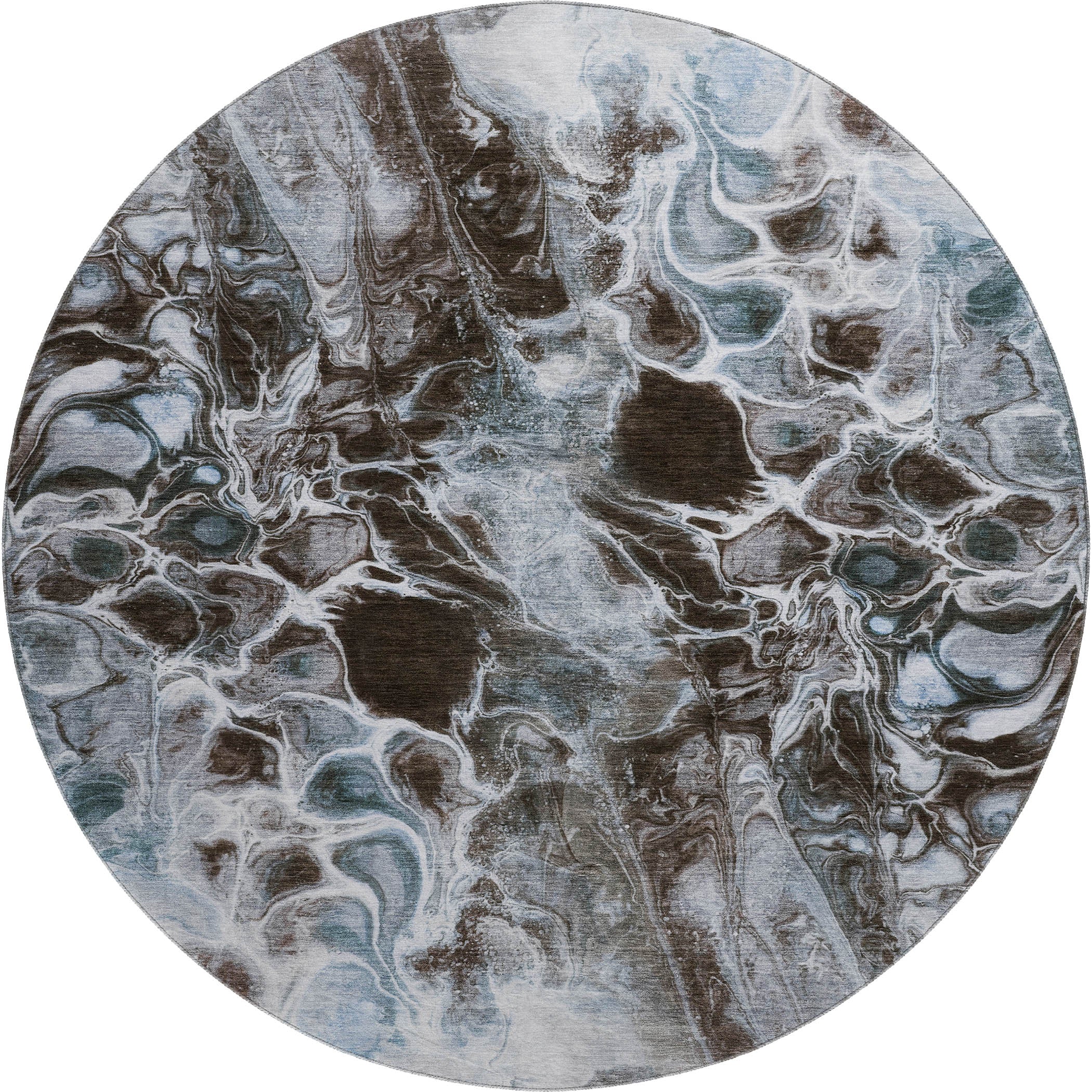Bogota Machine Washable Transitional Chocolate Brown Rug 8' x 8' #shape_Round